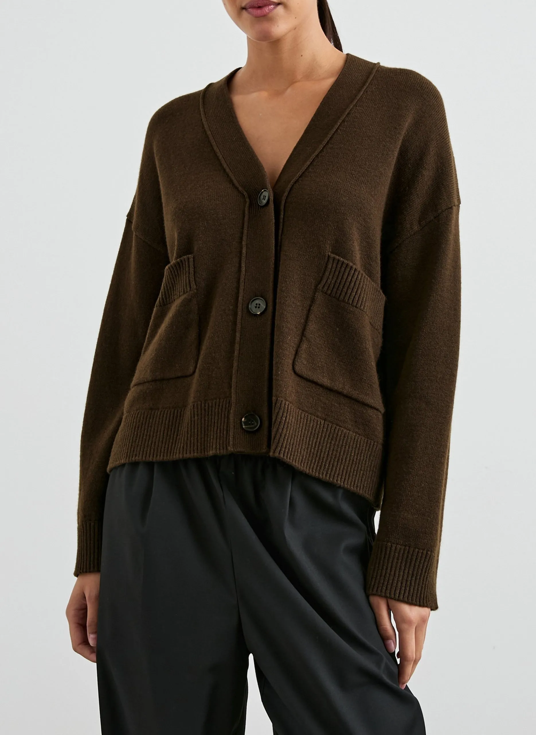 Gilet col V en coton Vert LINDI