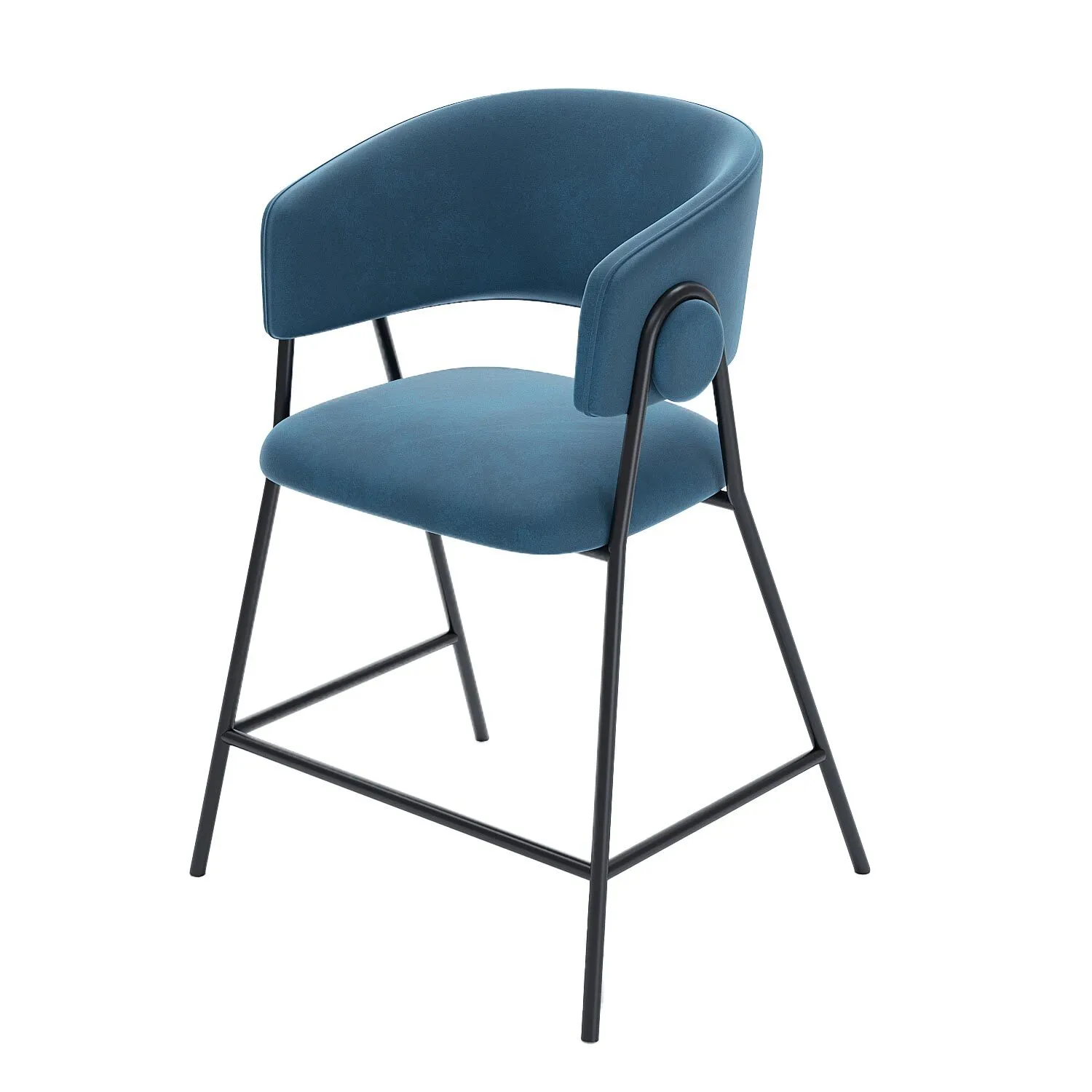 Lot de 2 tabourets de bar avec dossier, velours Bleu BONNIE