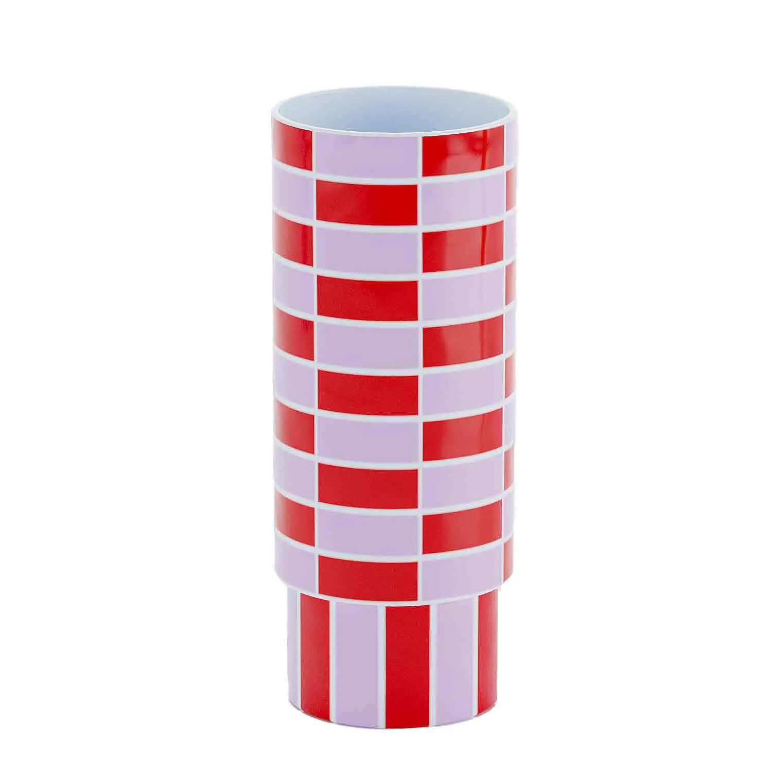Vase céramique tube à damier Rouge SOFIA