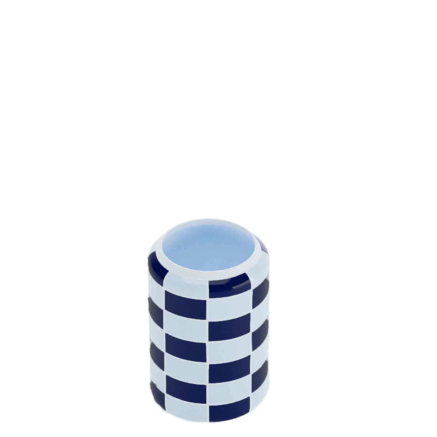 Vase cylindrique à damier céramique Bleu MACAO