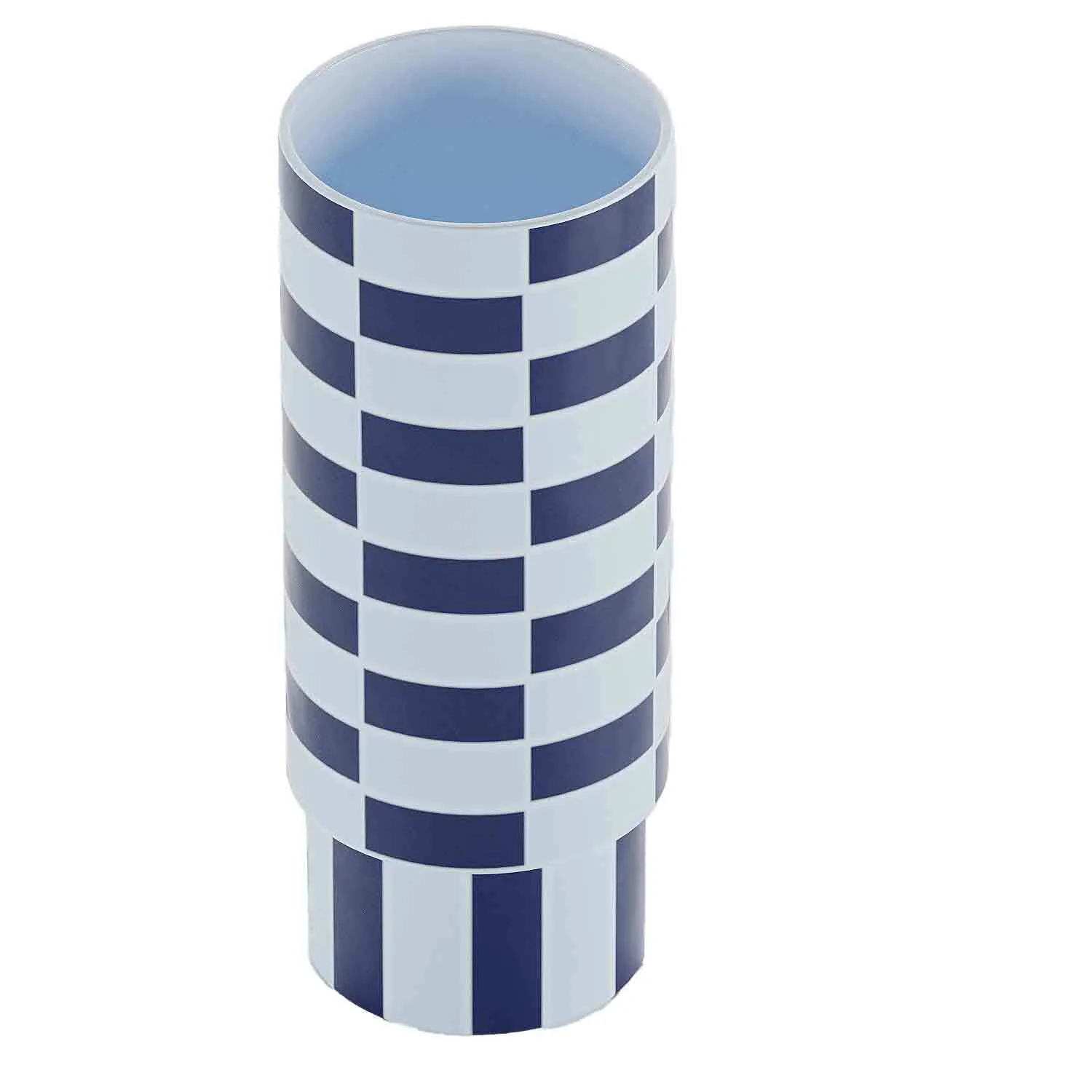 Vase céramique tube à damier Bleu SOFIA