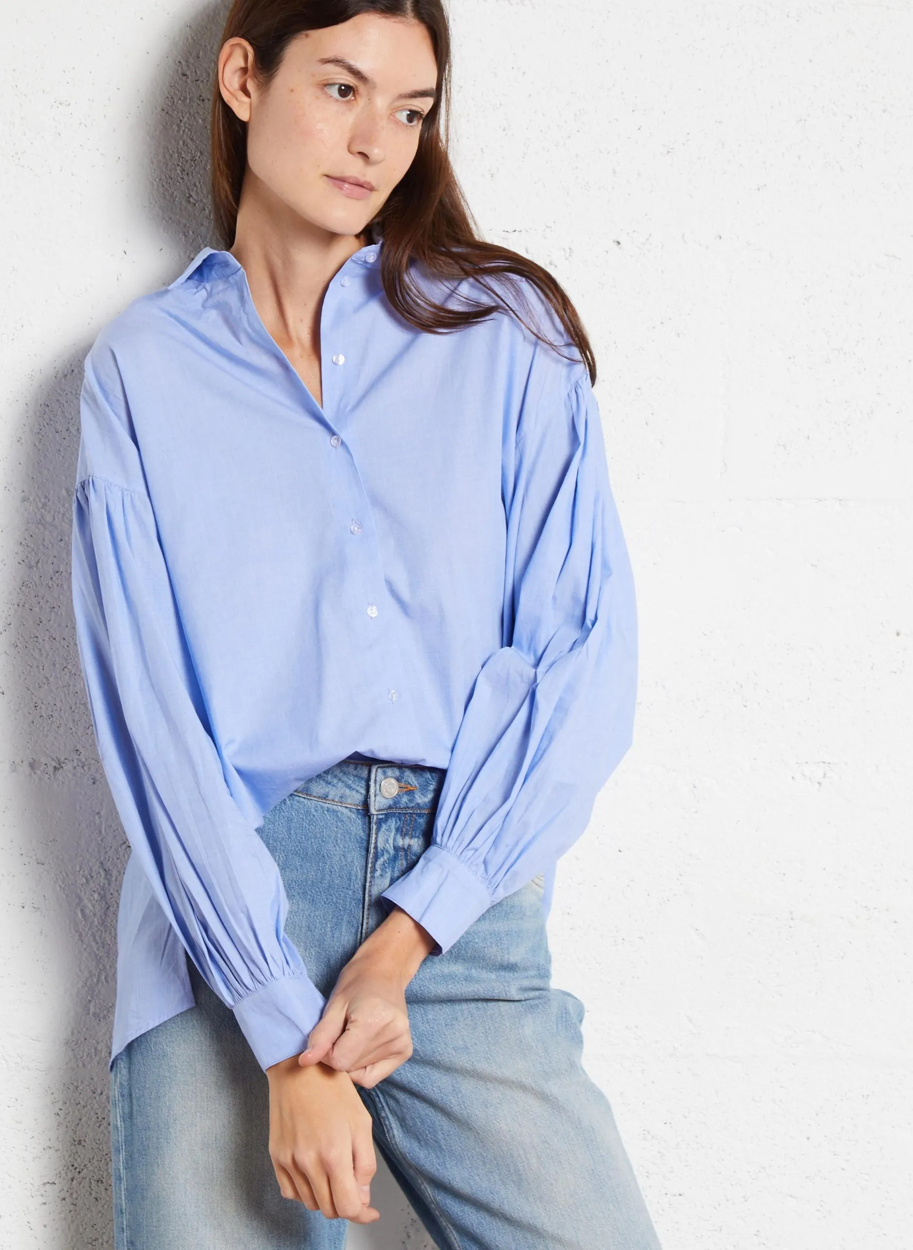 Chemise ample en coton Bleu CATALINA