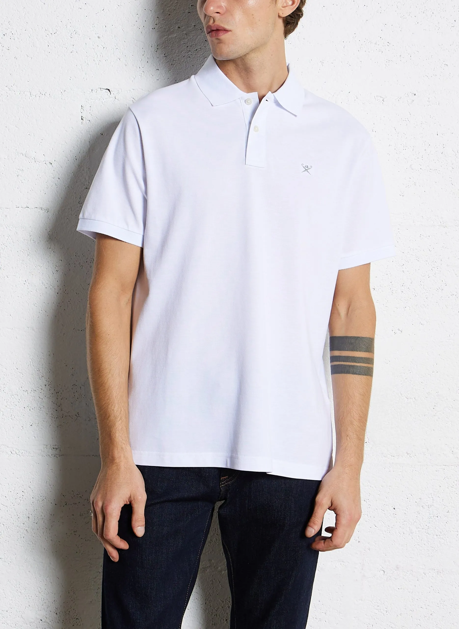 Polo slim-fit en coton piqué Blanc