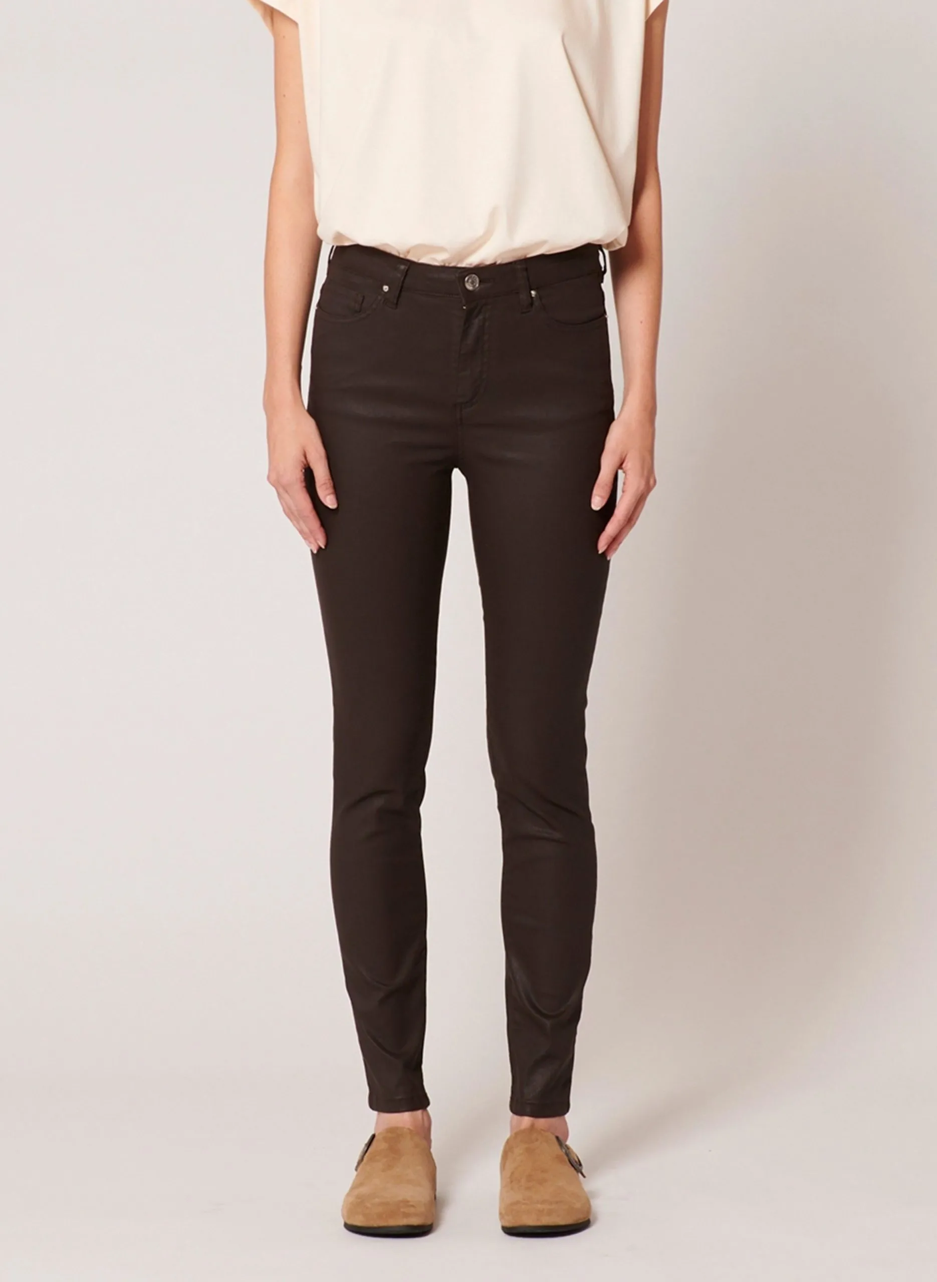 Jean skinny en coton mélangé Marron JSKINNY