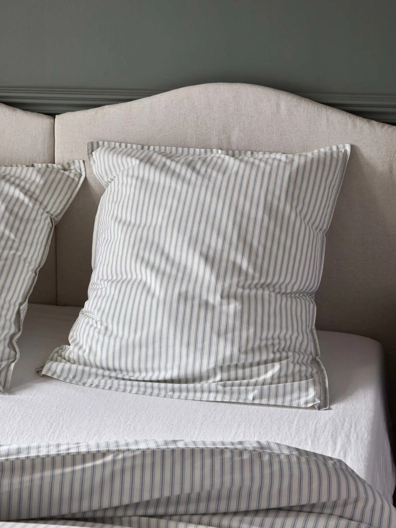 Taie d'oreiller percale de coton "matelot" Bleu