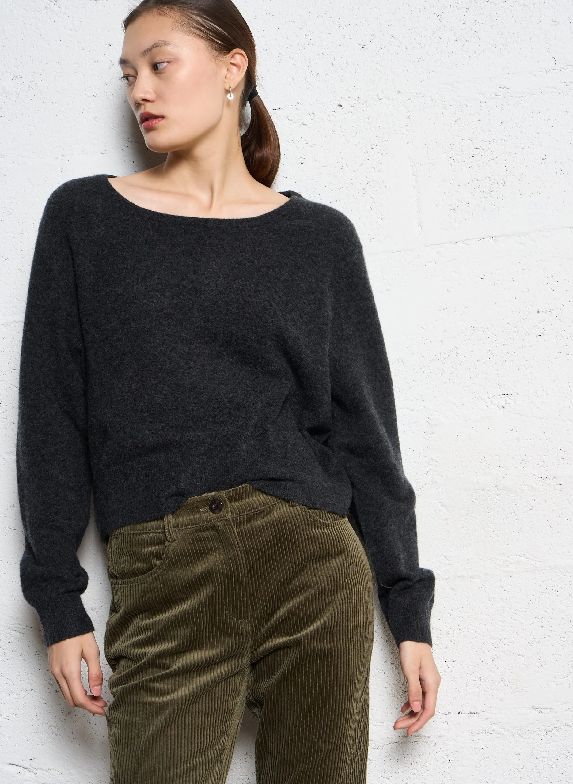 Pull ample en laine mélangée Noir RAXOW