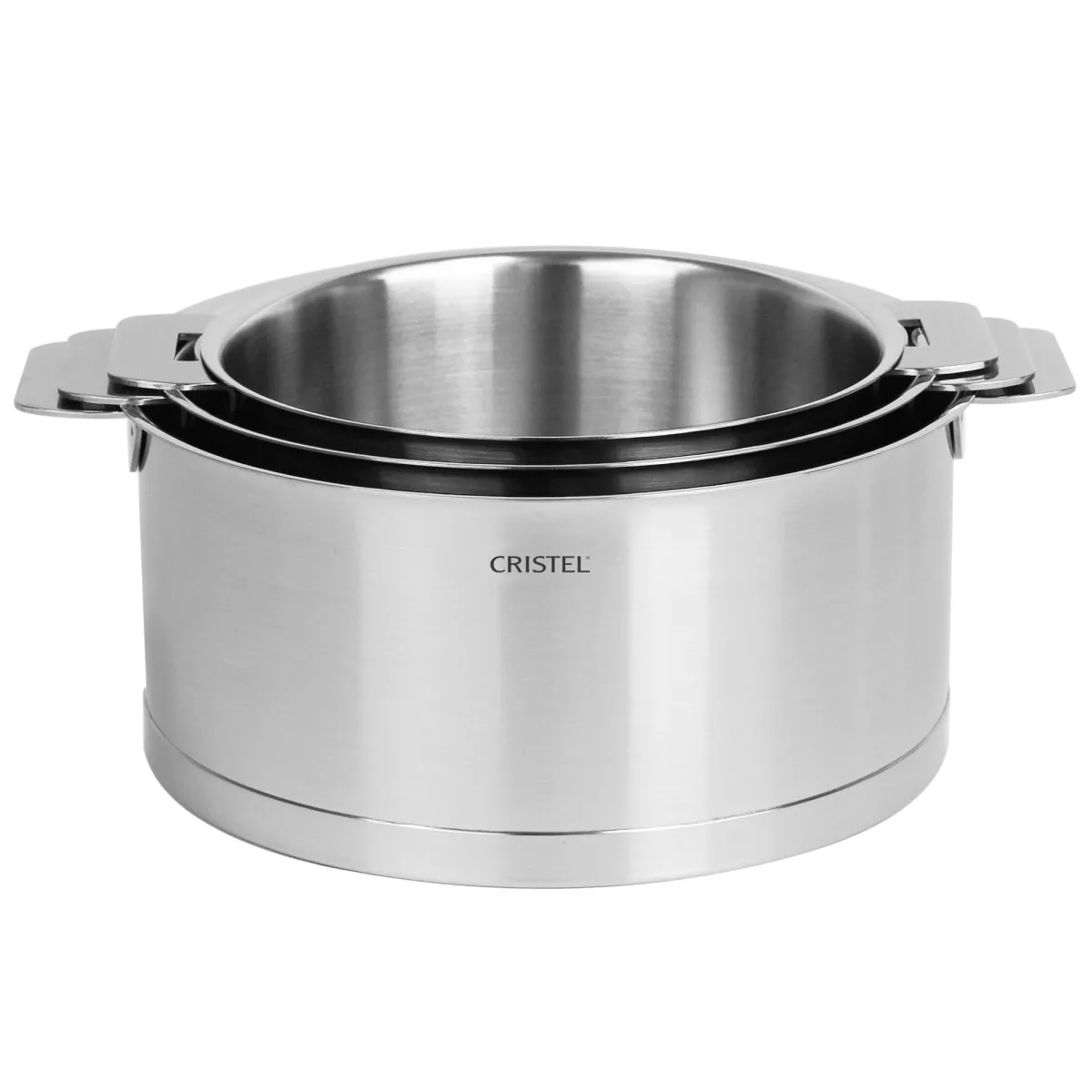 Série de 3 casseroles inox strate amovible Argent