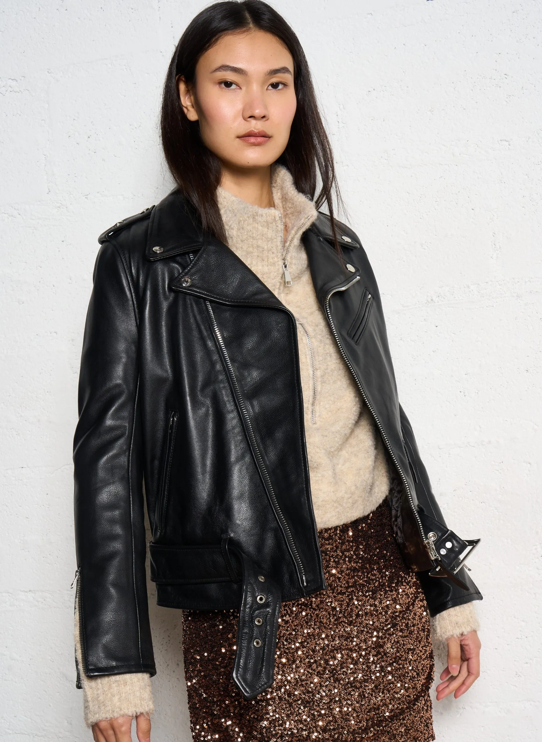 Blouson Perfecto en cuir de vachette Noir