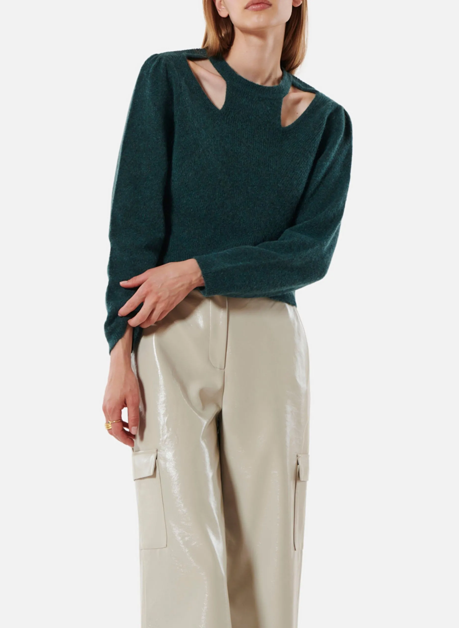 Pull col rond en laine mélangée Bleu LOUIS