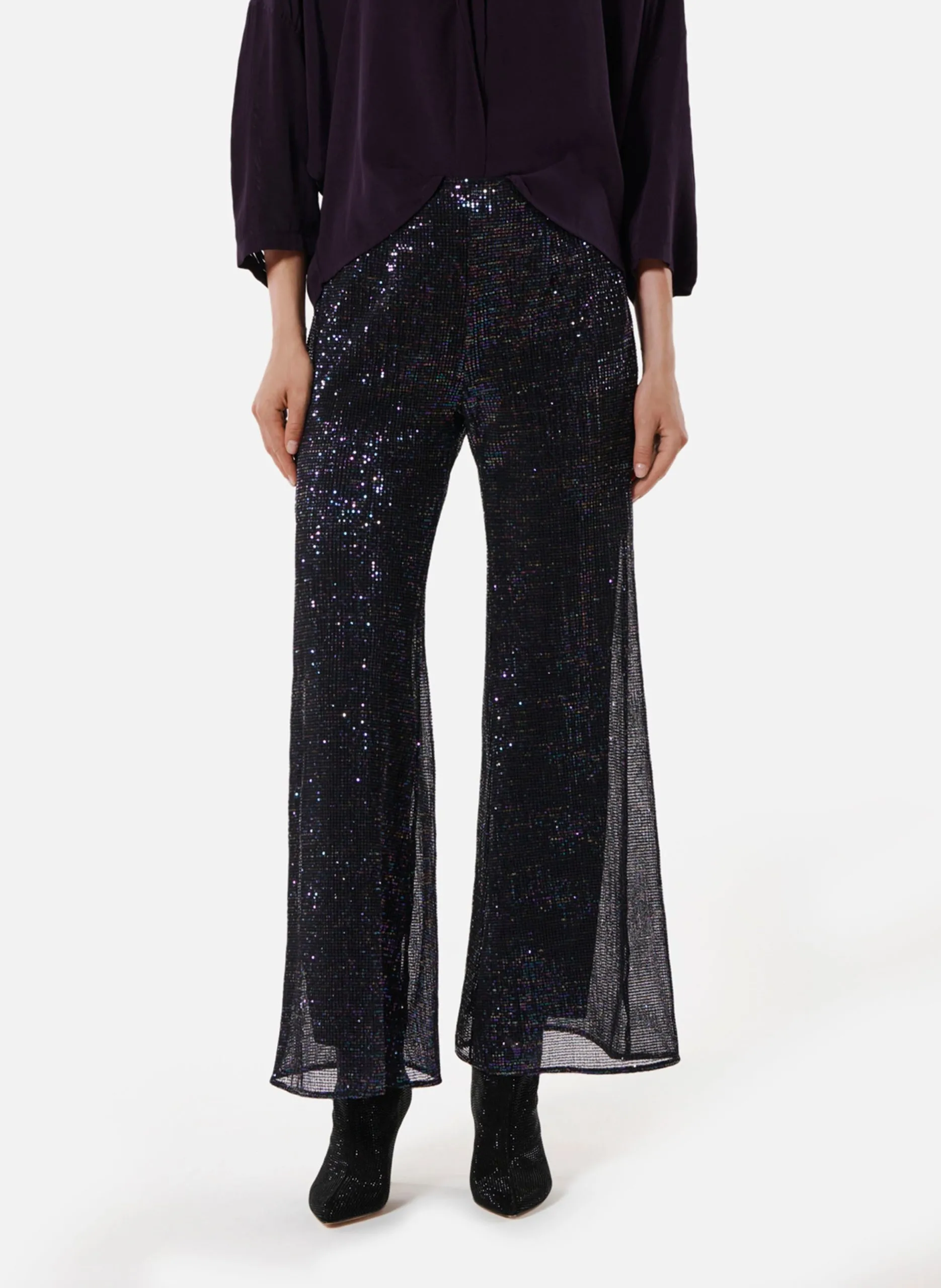 Pantalon slim à sequins Marron STEEVIE