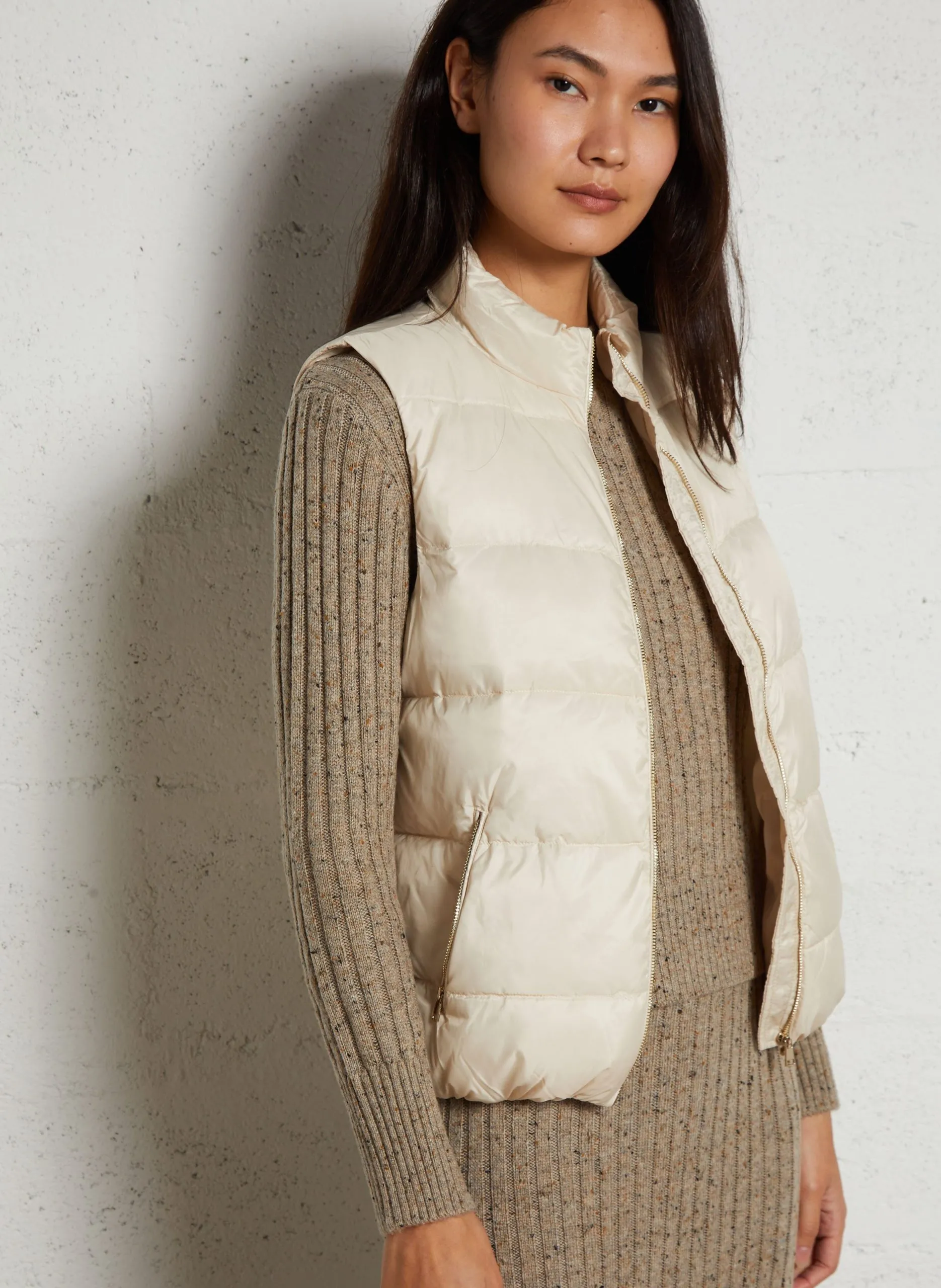 Doudoune sans manches col montant droite matelassée Blanc ALI