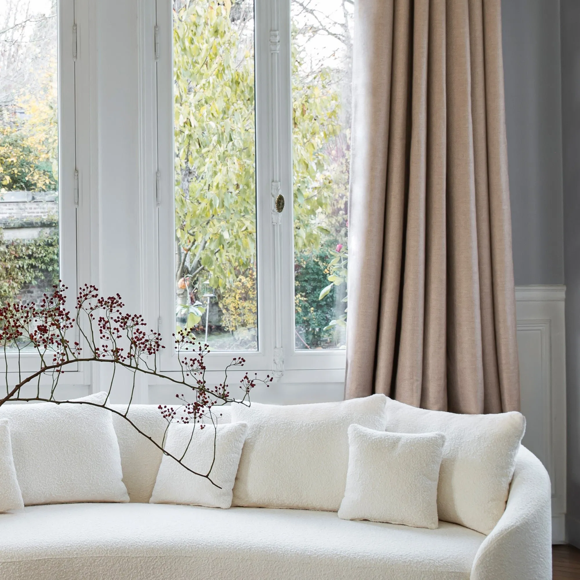 Rideau oeillets doublé thermique Beige COCONUT