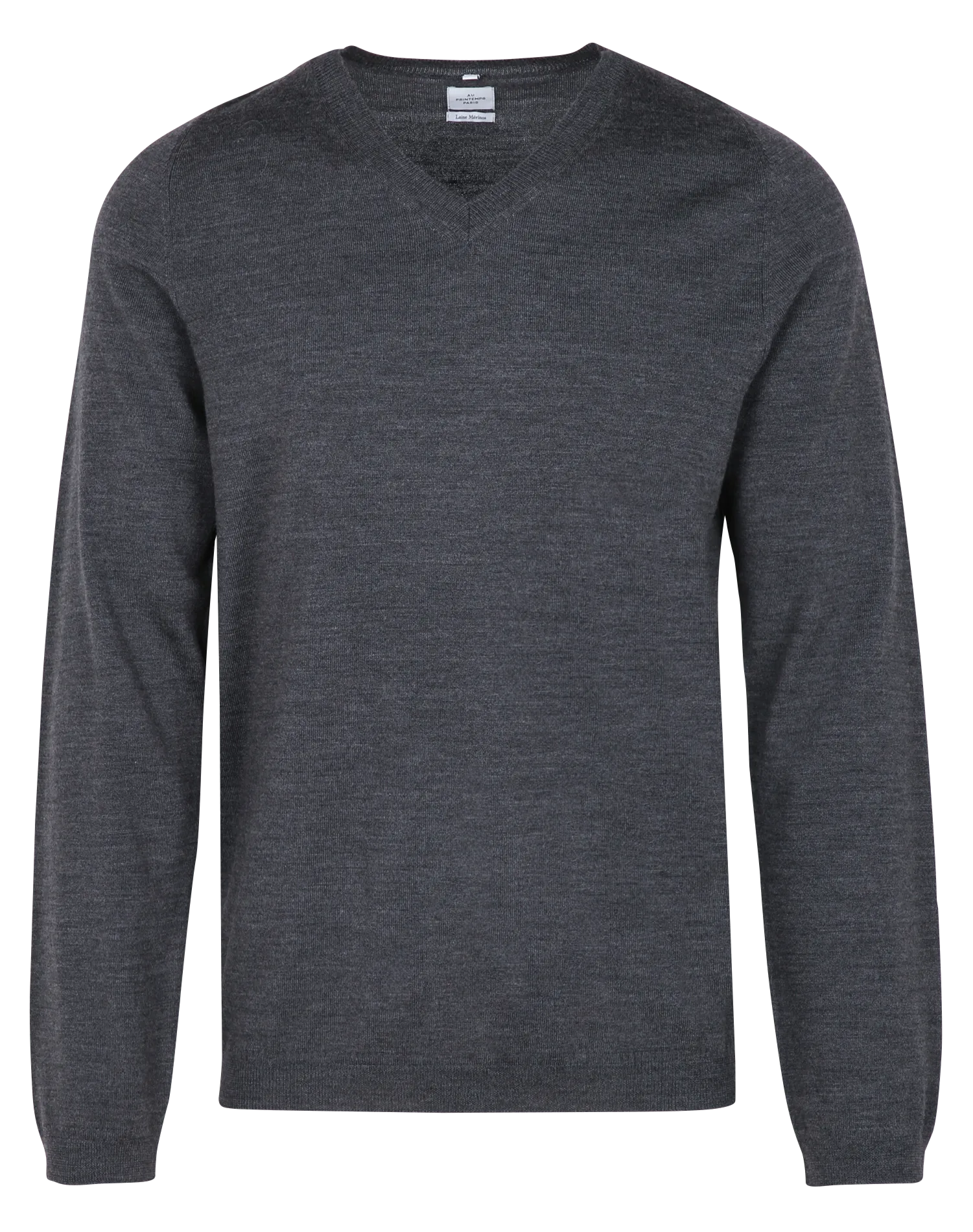 Pull col V regular fit en laine Gris
