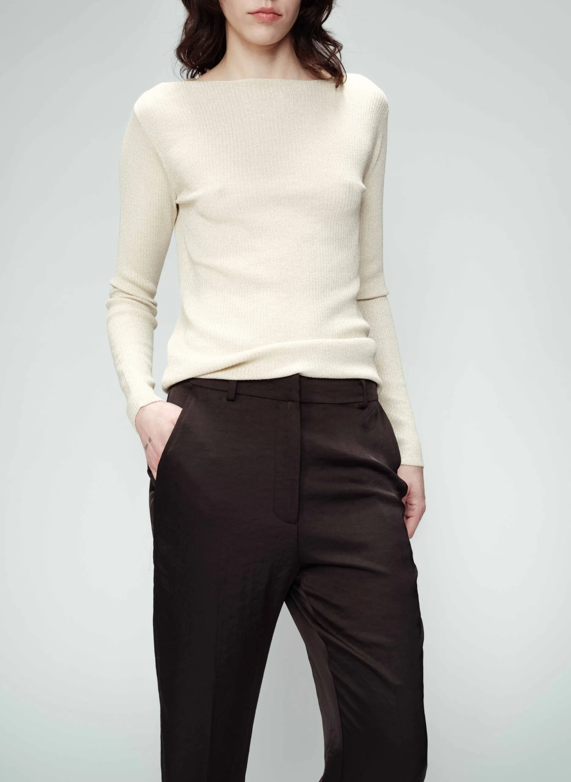 Pull col rond Doré OLGA