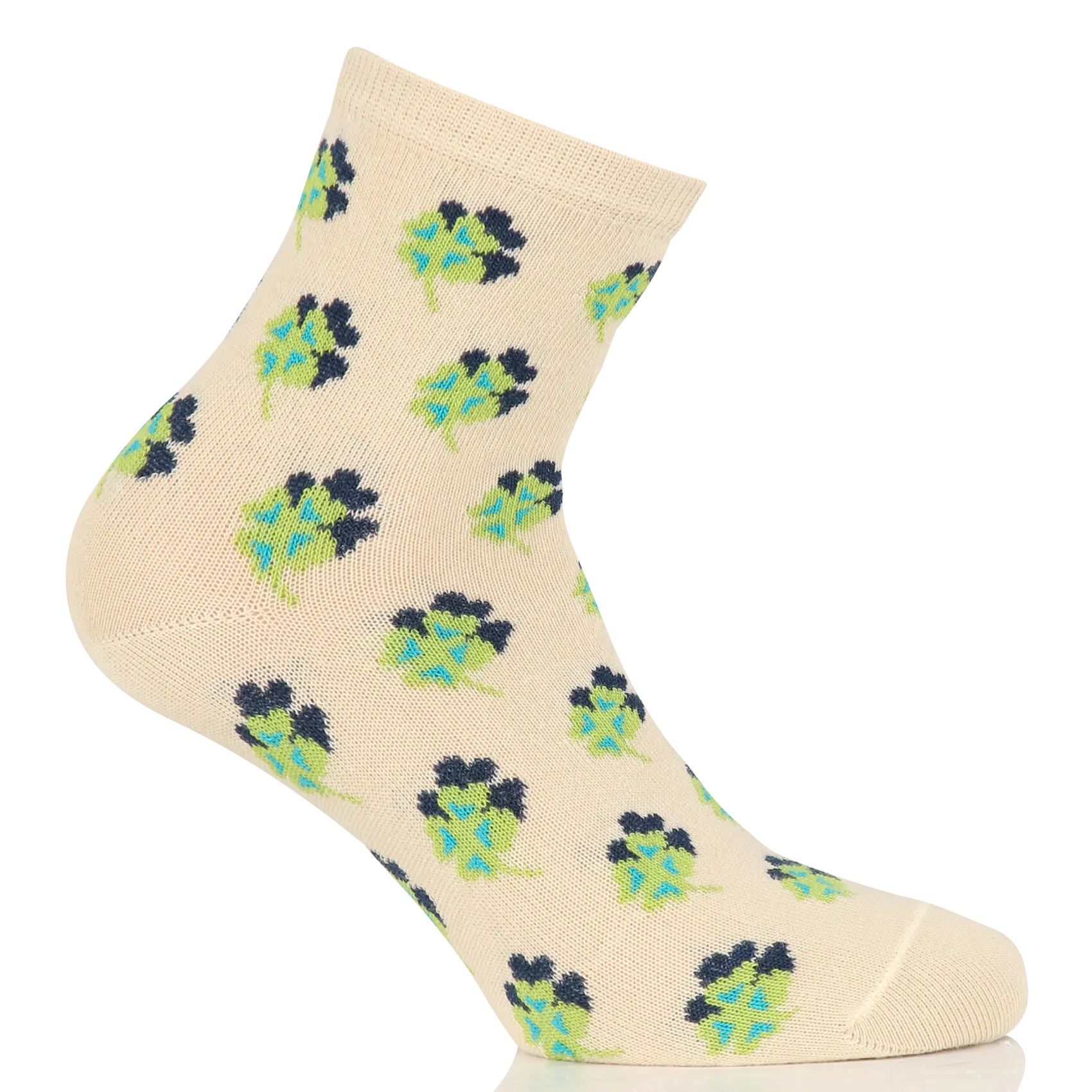 Chaussettes à motifs trèfles Beige
