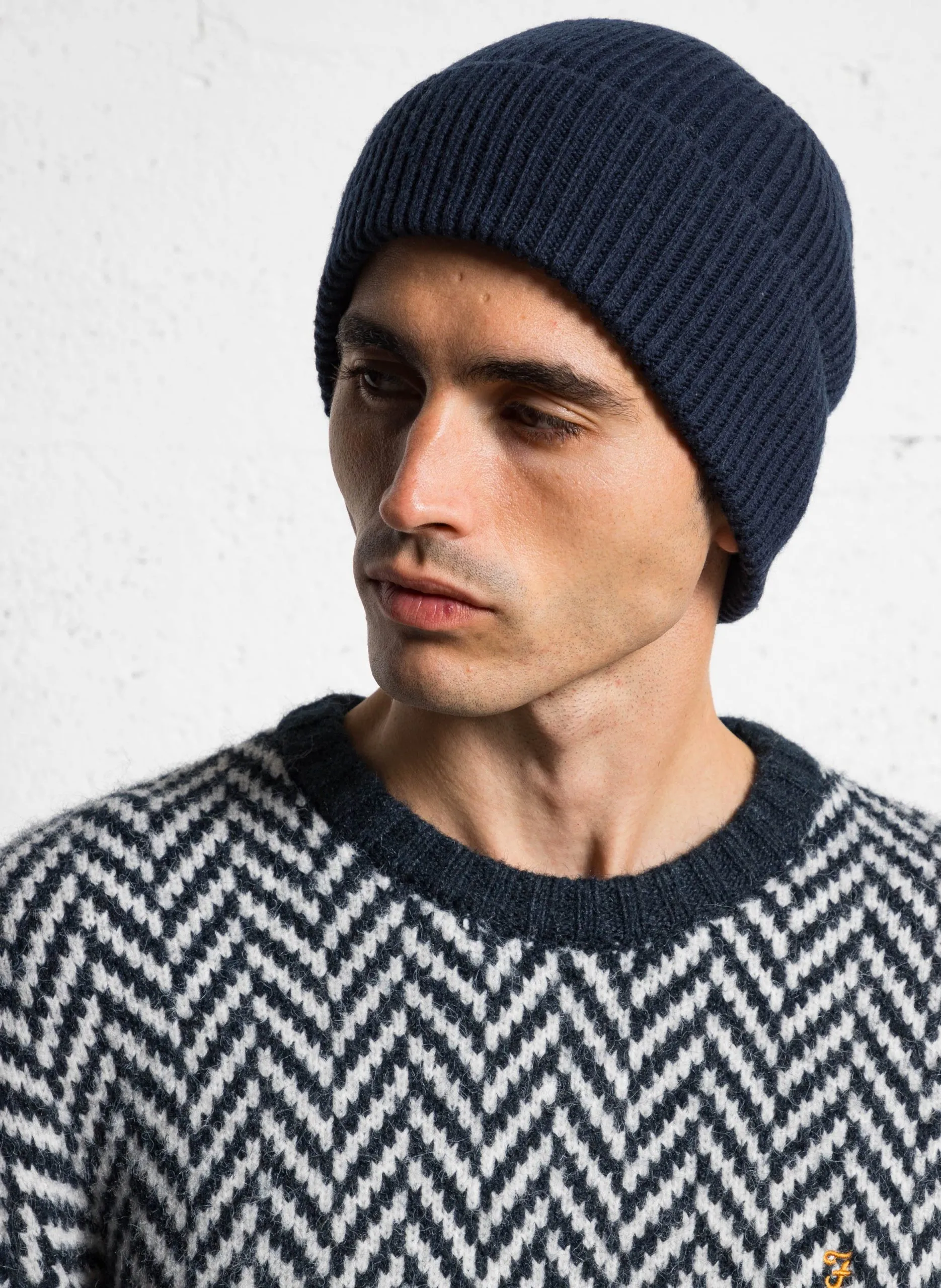 Bonnet côtelé en laine Bleu MASON
