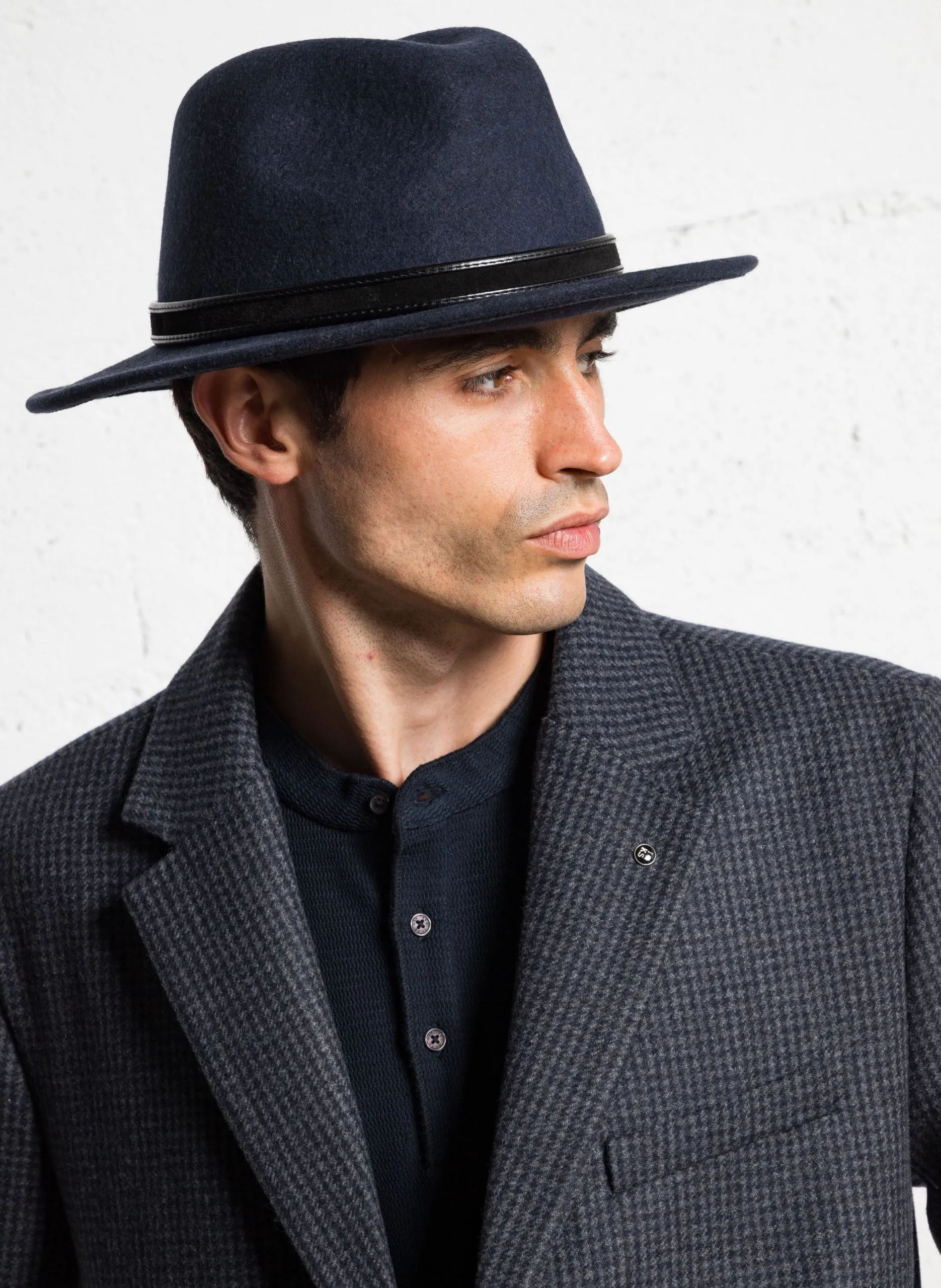 Chapeau en feutre laine Bleu