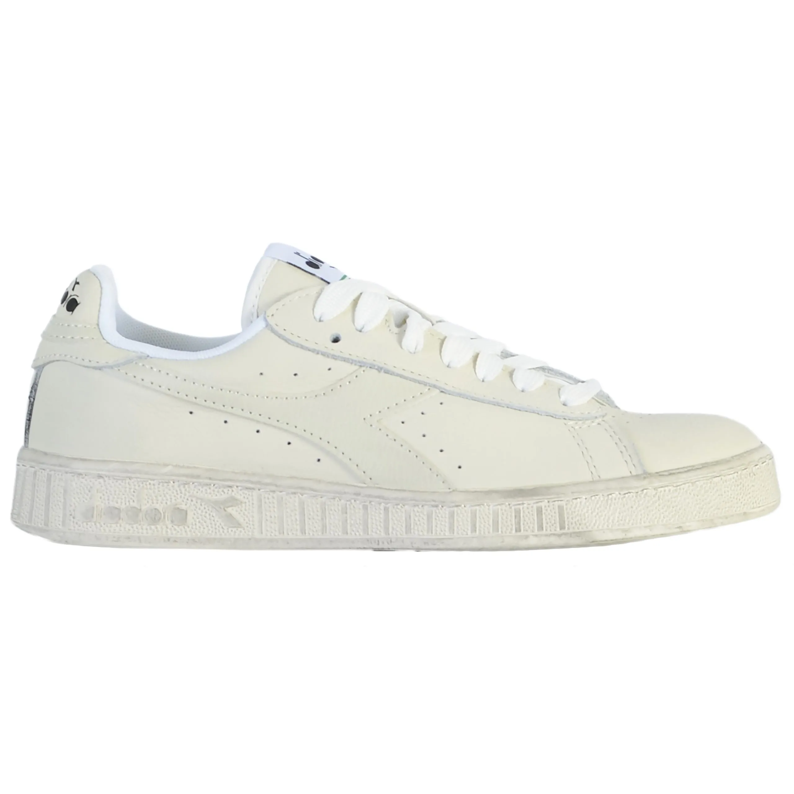 Basket cuir game low waxed Blanc