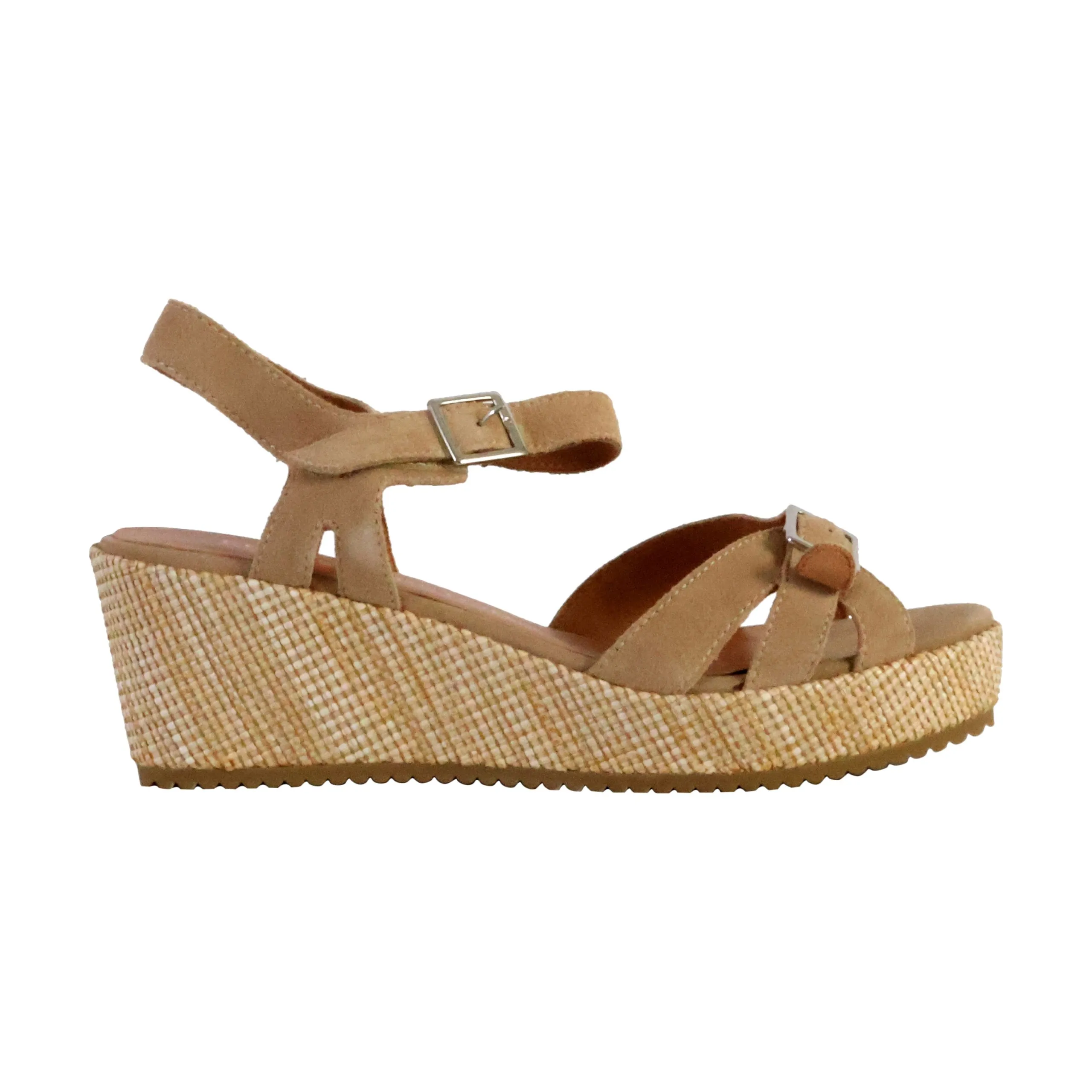 Sandale compensée cuir esabel Beige
