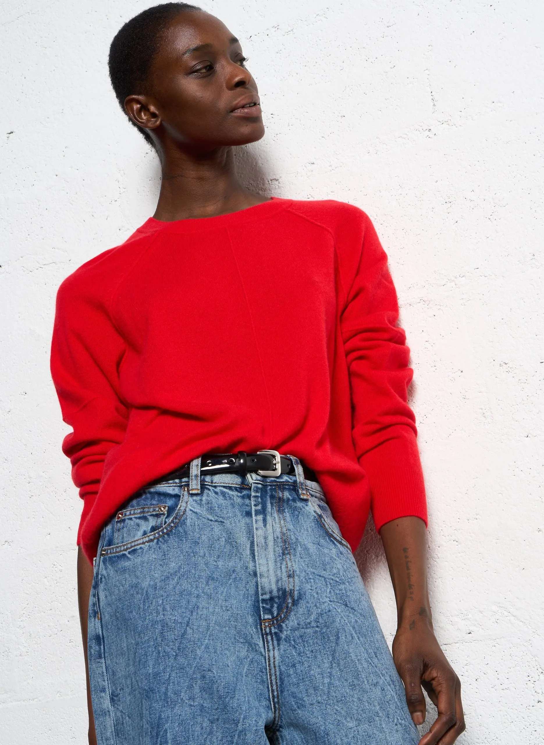 Pull col rond en cachemire Rouge ARY