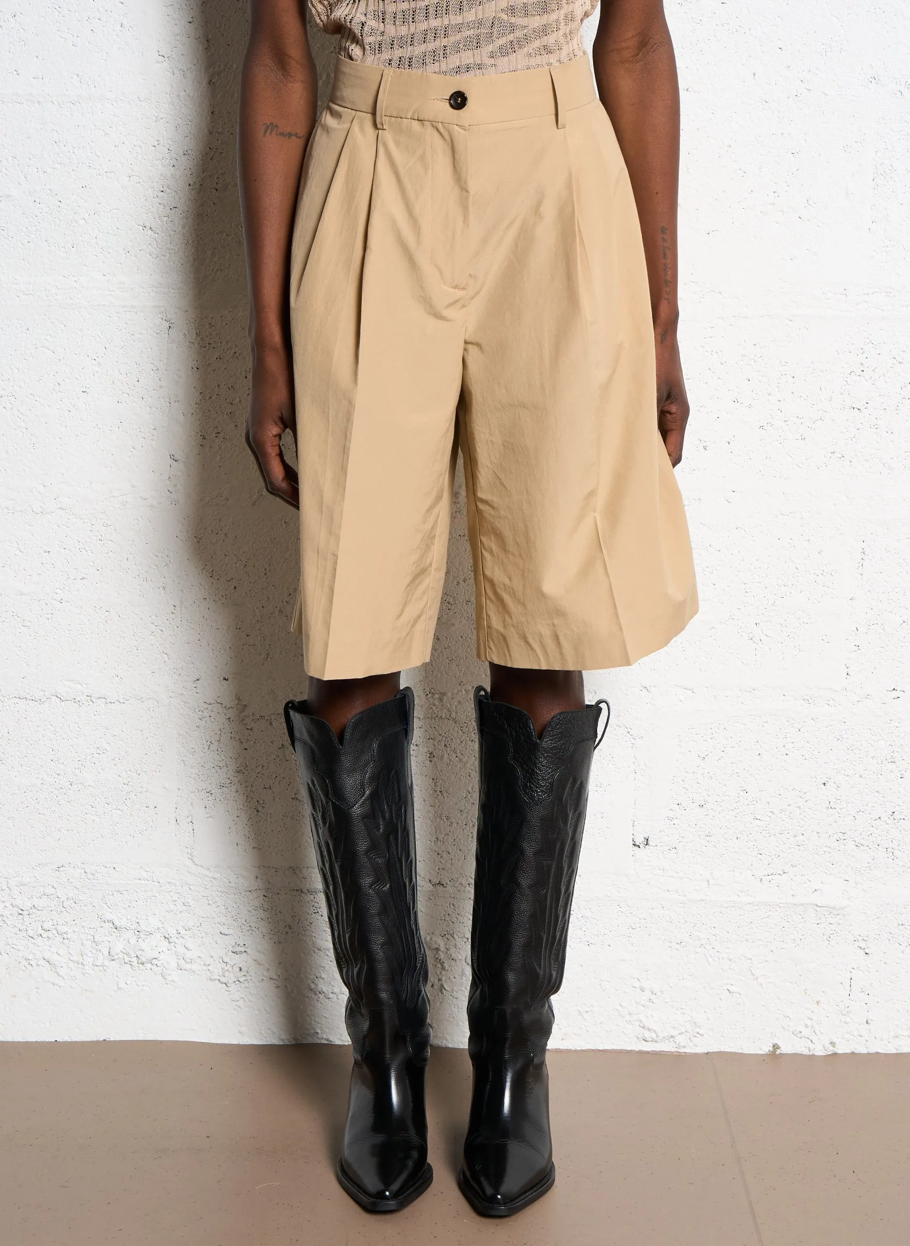 Bermuda tailleur en coton mélangé Beige ARENDAL