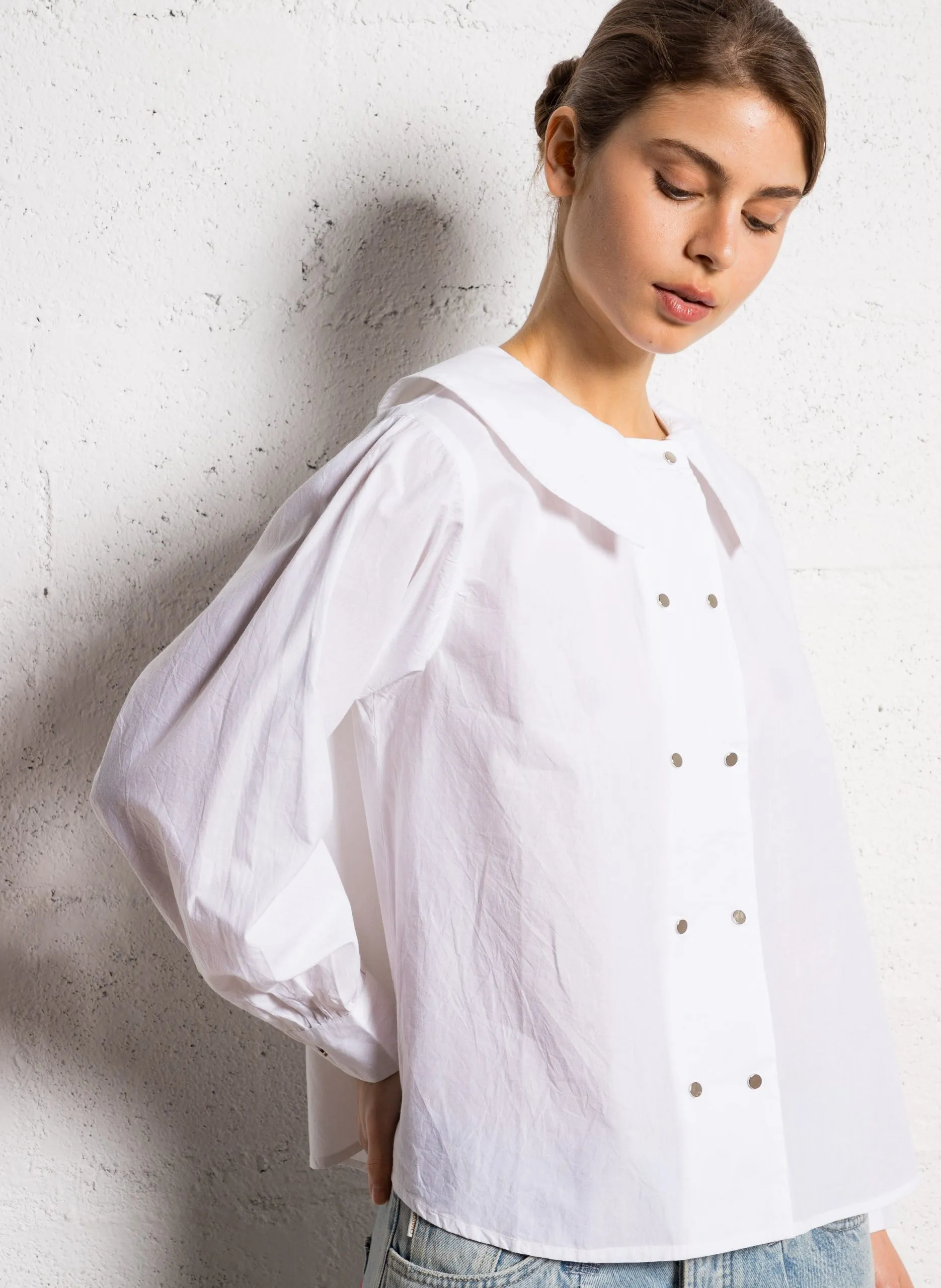 Chemise droit en coton Blanc