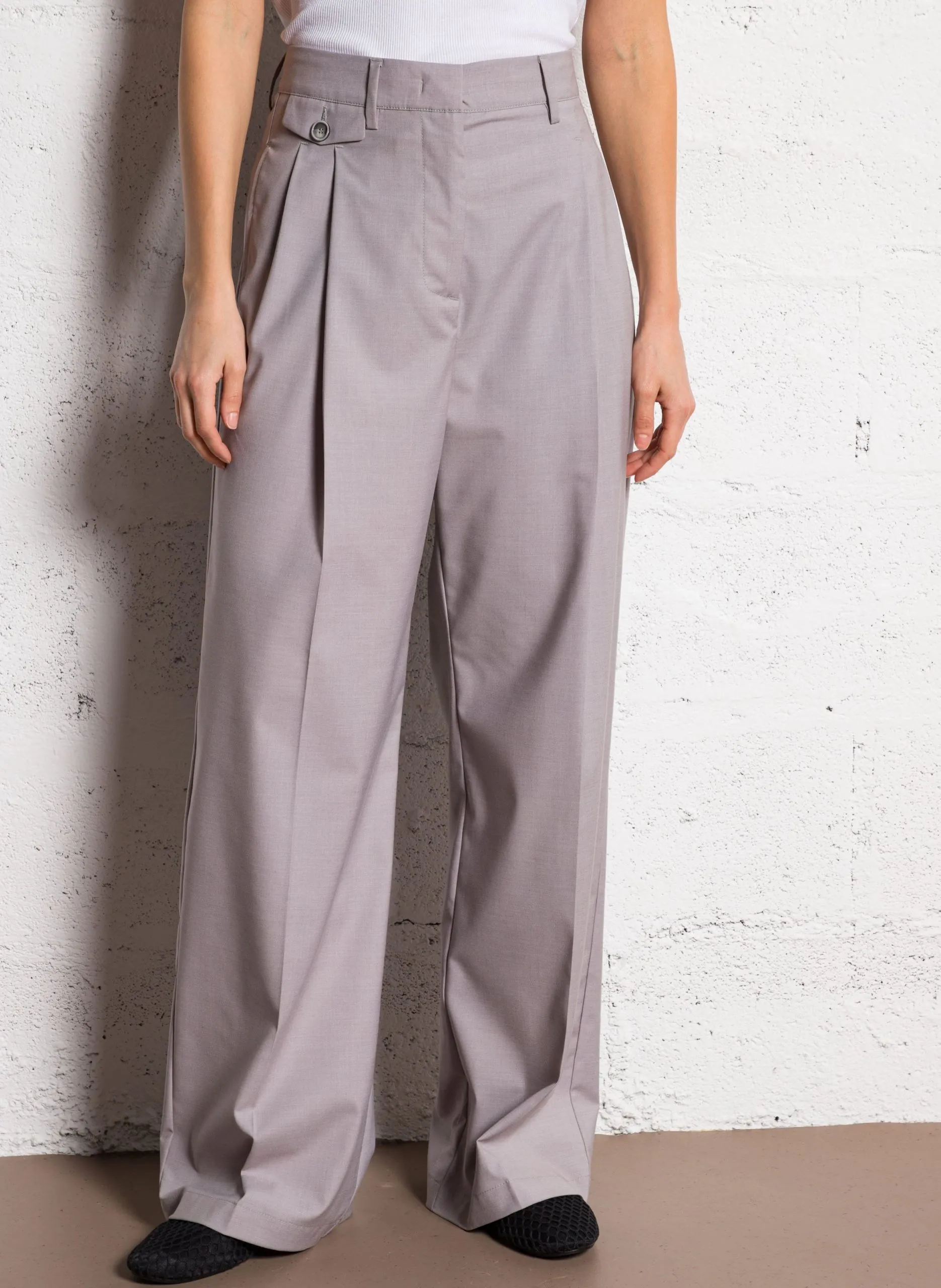 Pantalon large à plis Gris NANTES