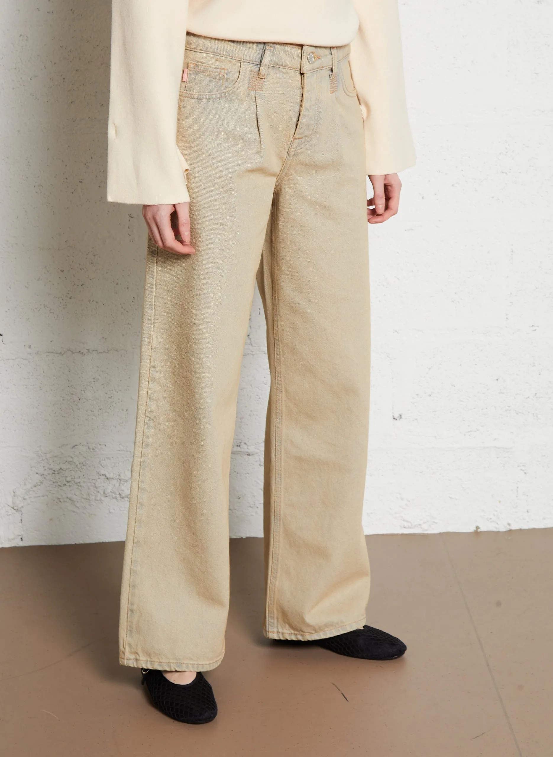 Jean bootcut en coton Beige LUCY