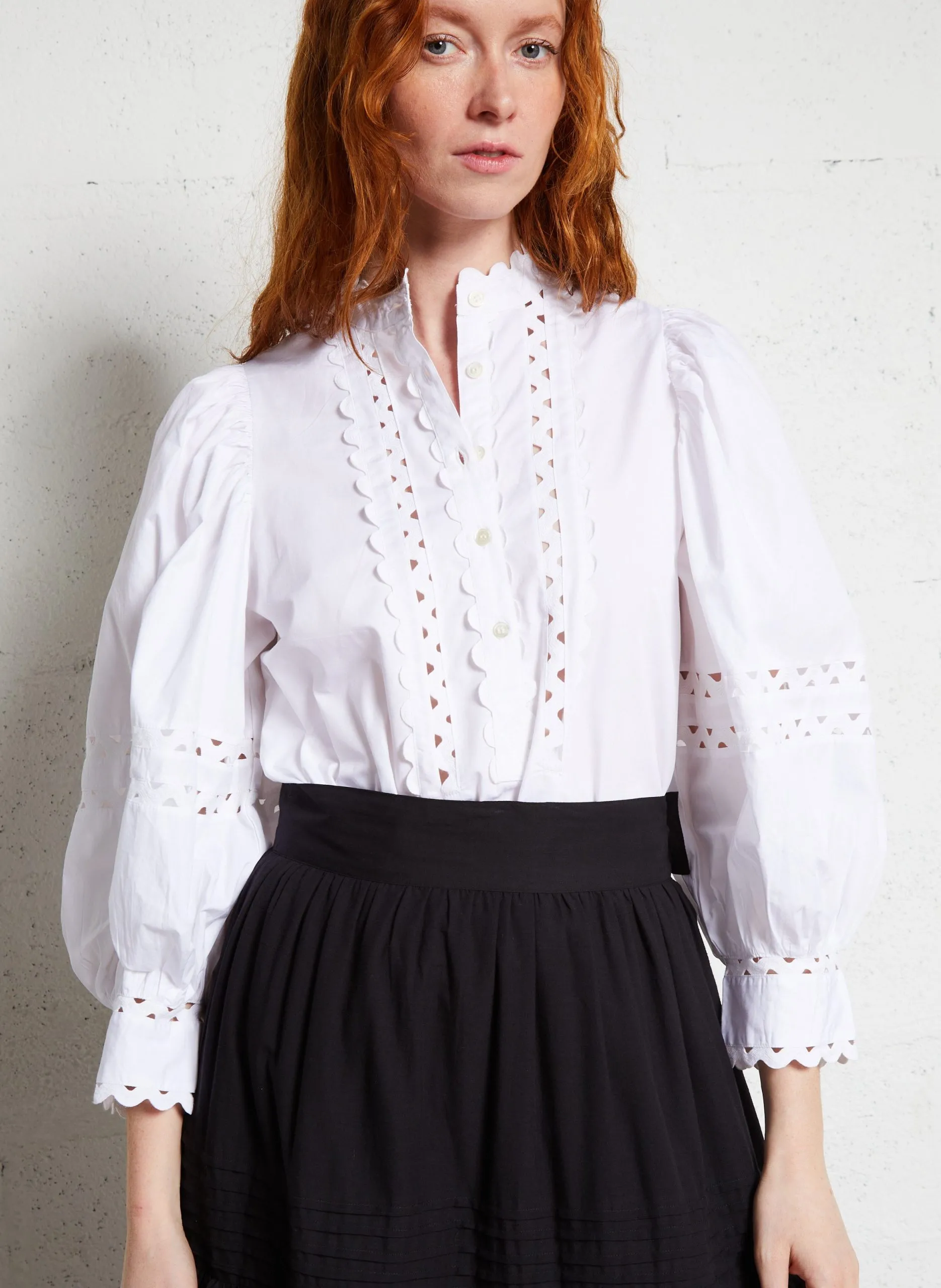 Blouse avec détails en coton Blanc ROMIE