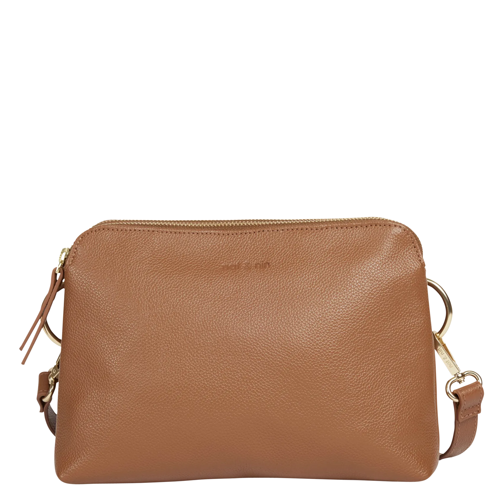 Sac bandoulière en cuir grainé Marron NAEL