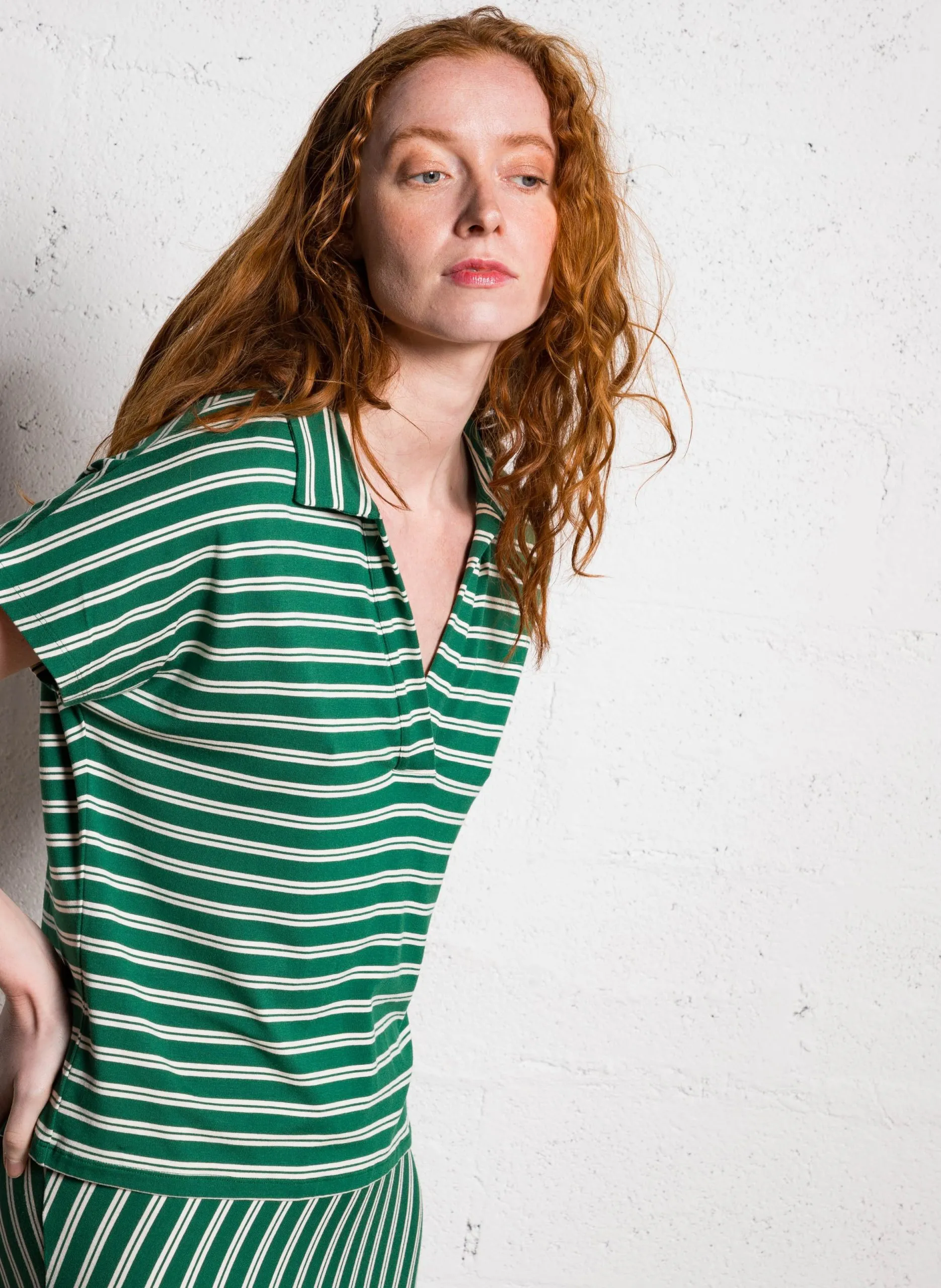 Polo manches courtes rayé Vert