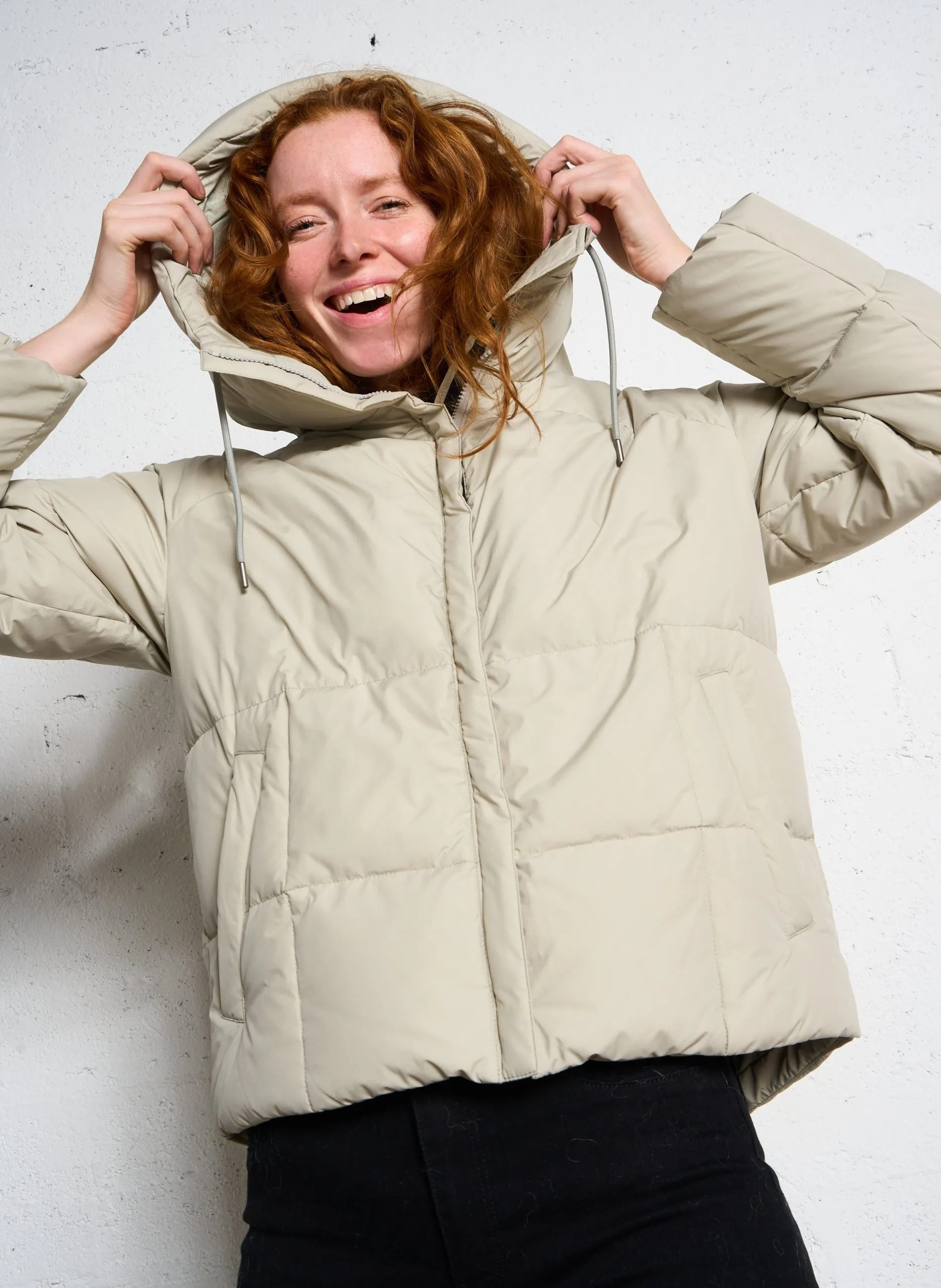 Doudoune droite col montant Gris HARMONIE