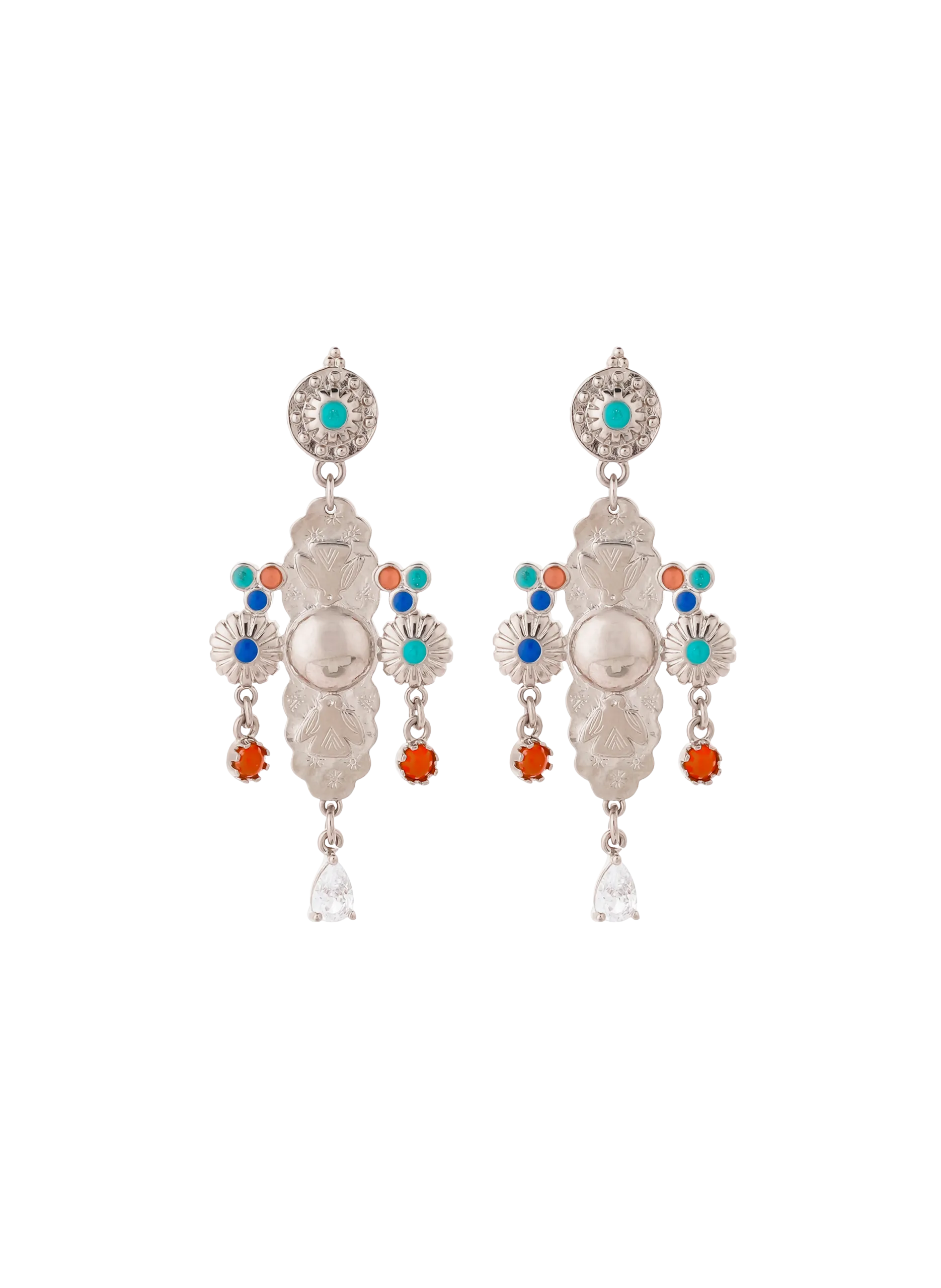 Boucles d'oreilles pendantes pour oreilles percées en laiton Argent SANTO