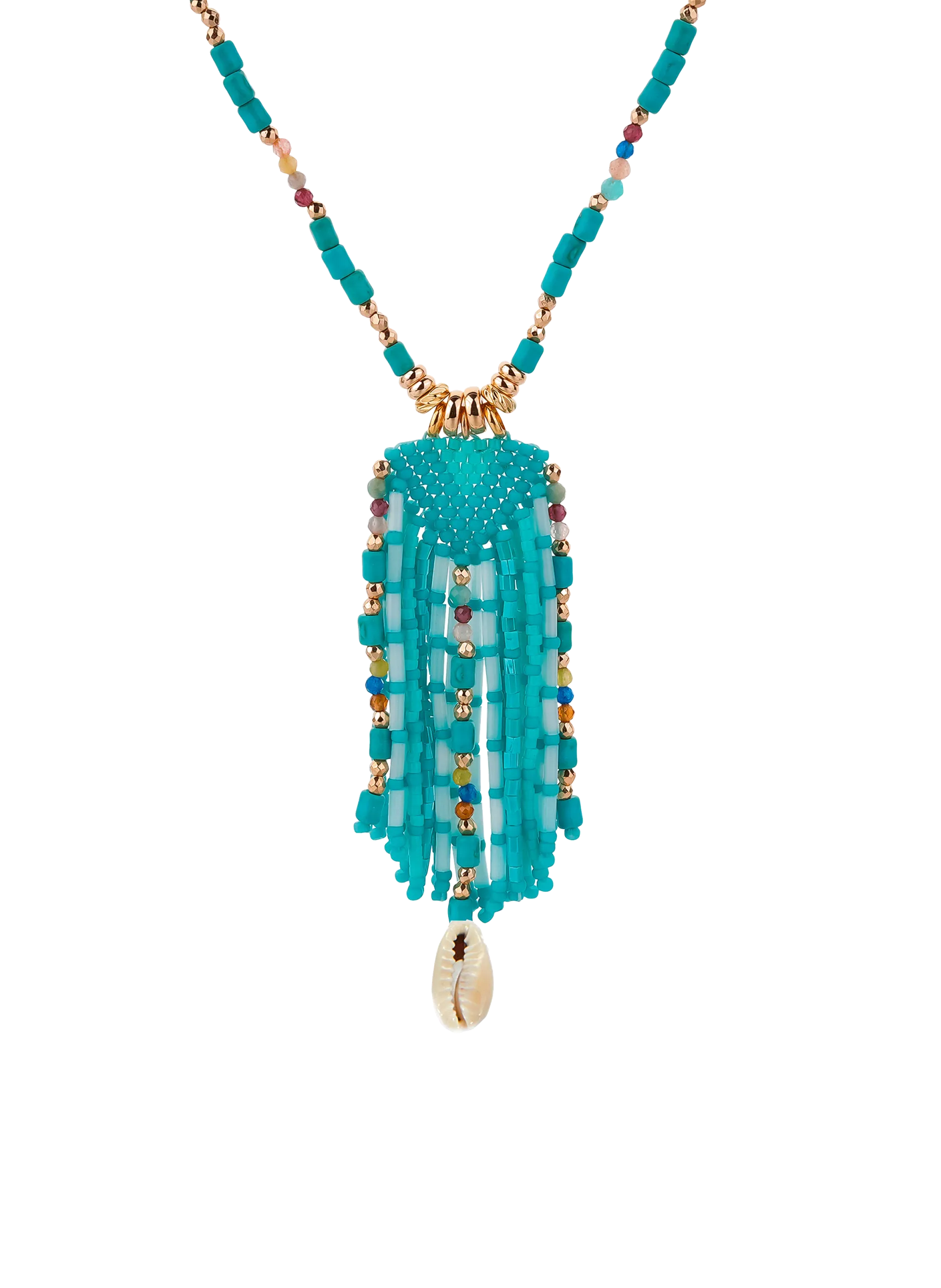 Collier sautoir en perles Bleu MERANGUE