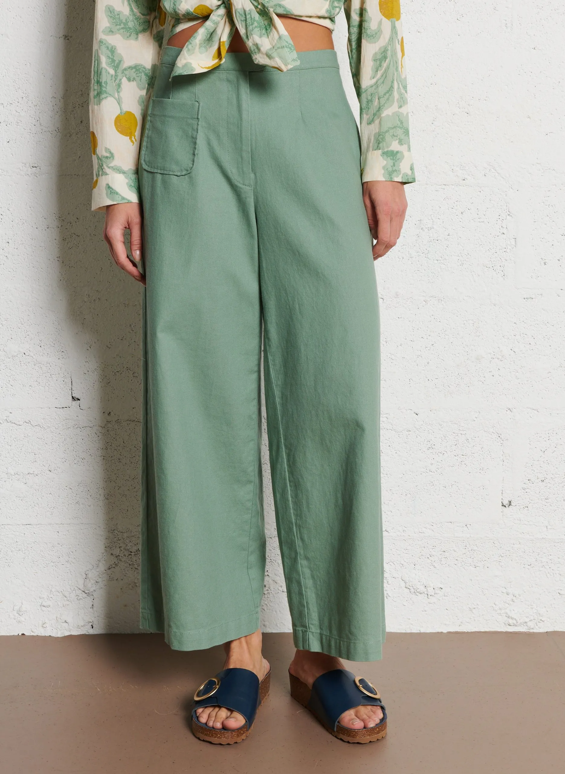 Pantalon large avec poche Vert