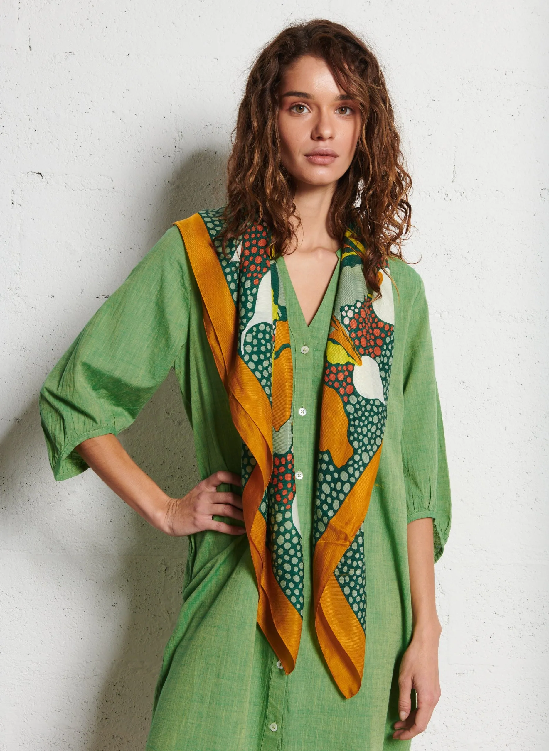 Carré imprimé graphique Vert