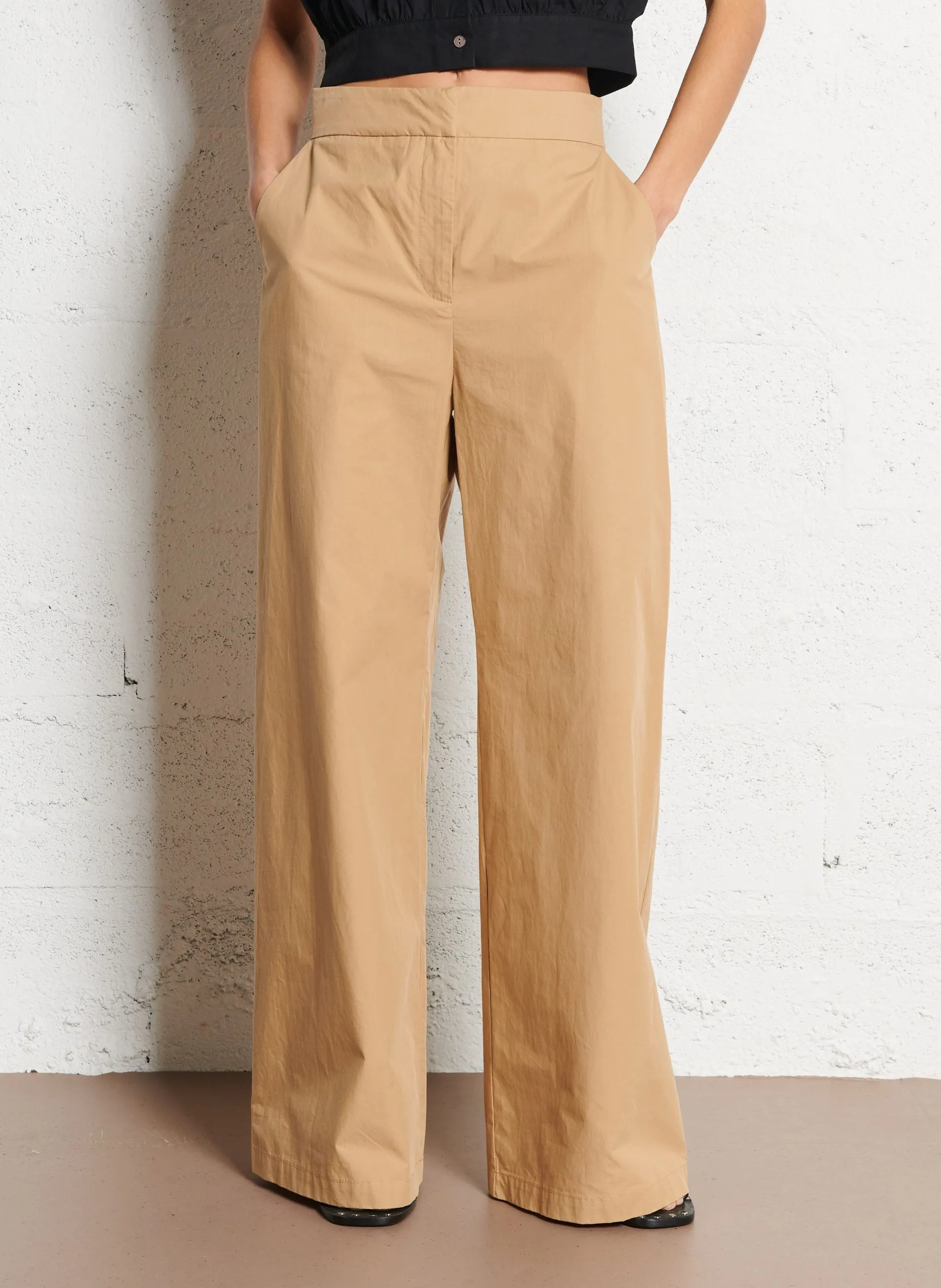 Pantalon large en coton bio Beige JACKY