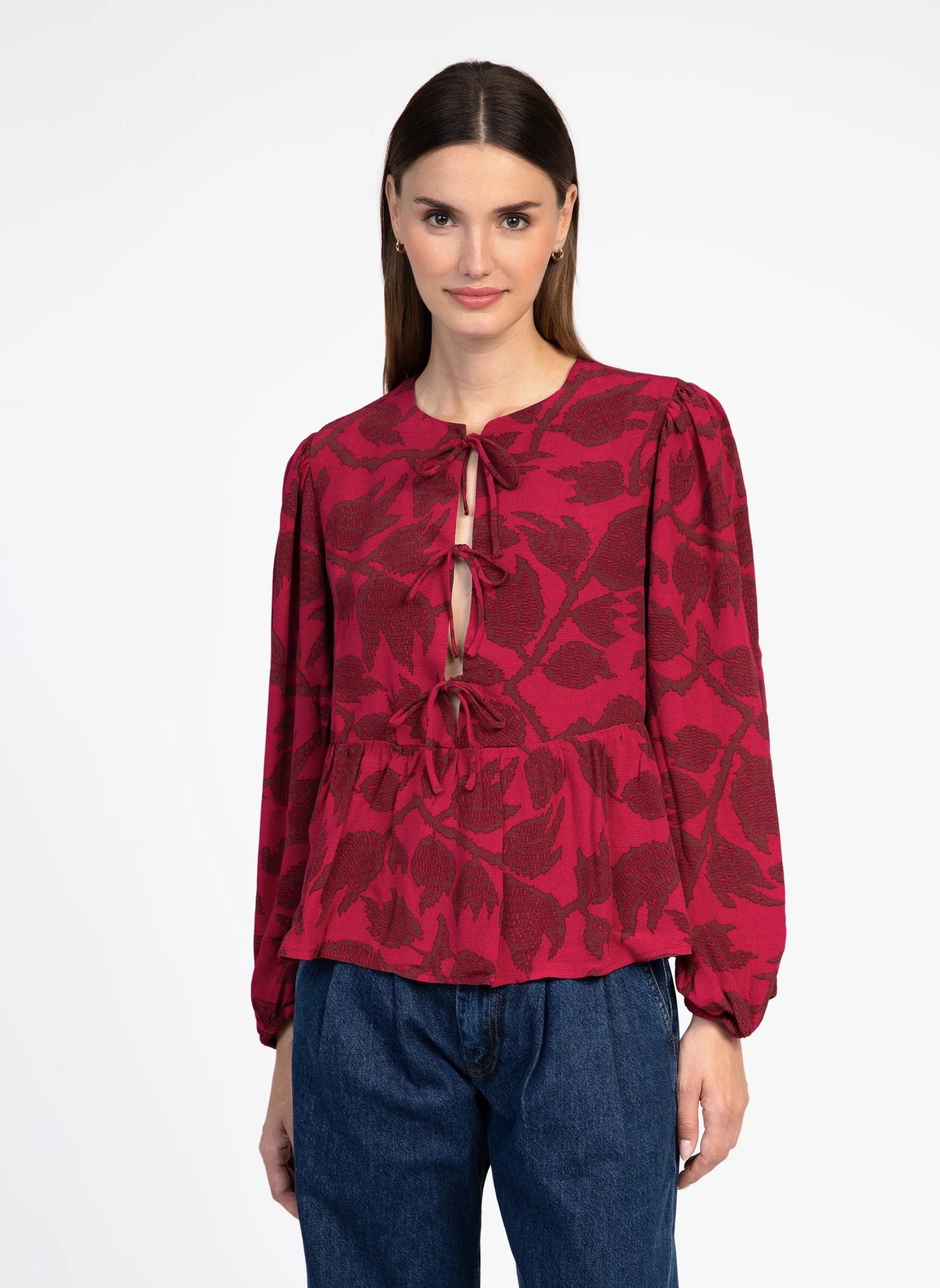 Blouse droite imprimée Prune KAVELY