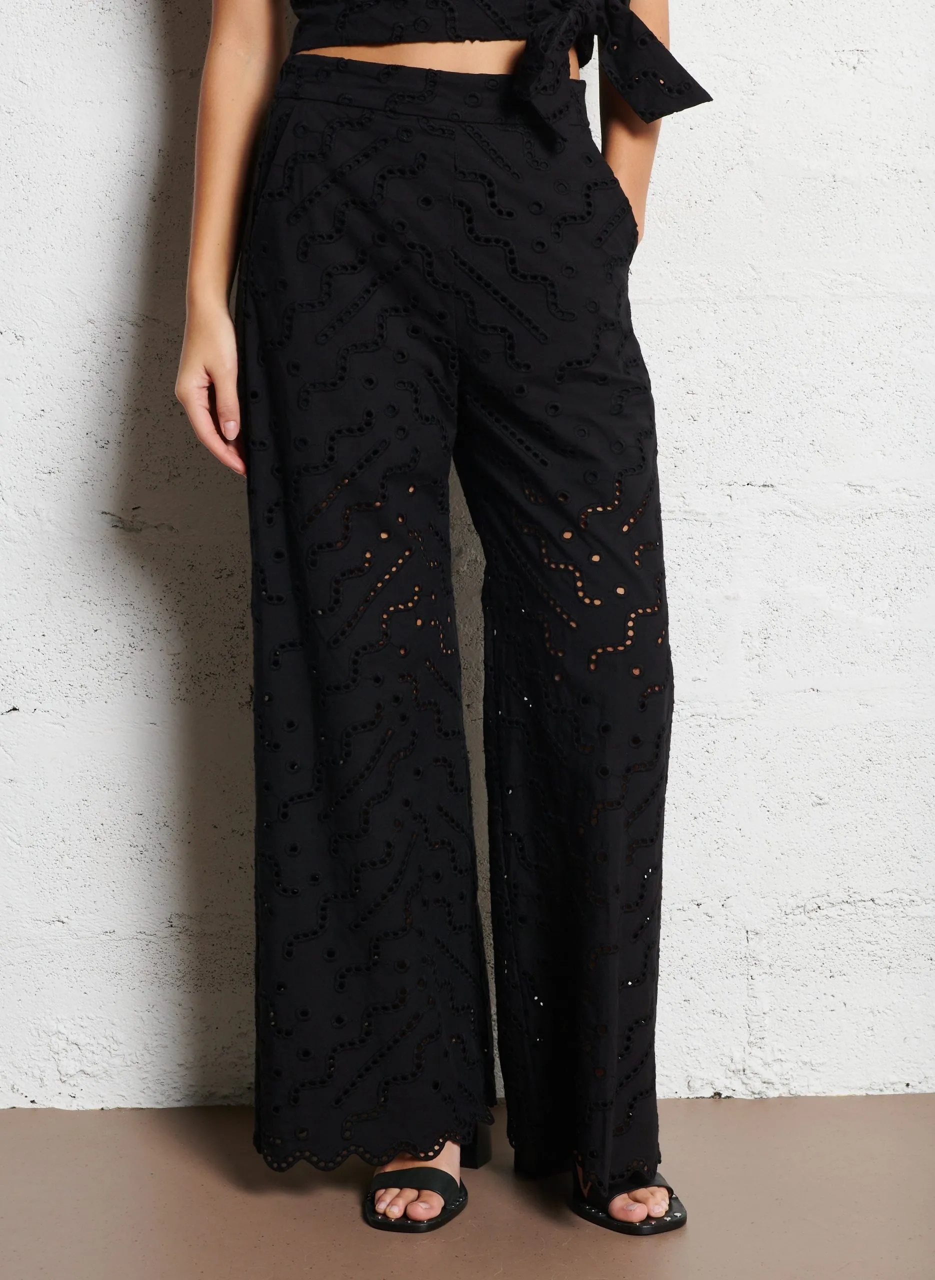 Pantalon large en coton bio Noir JANE