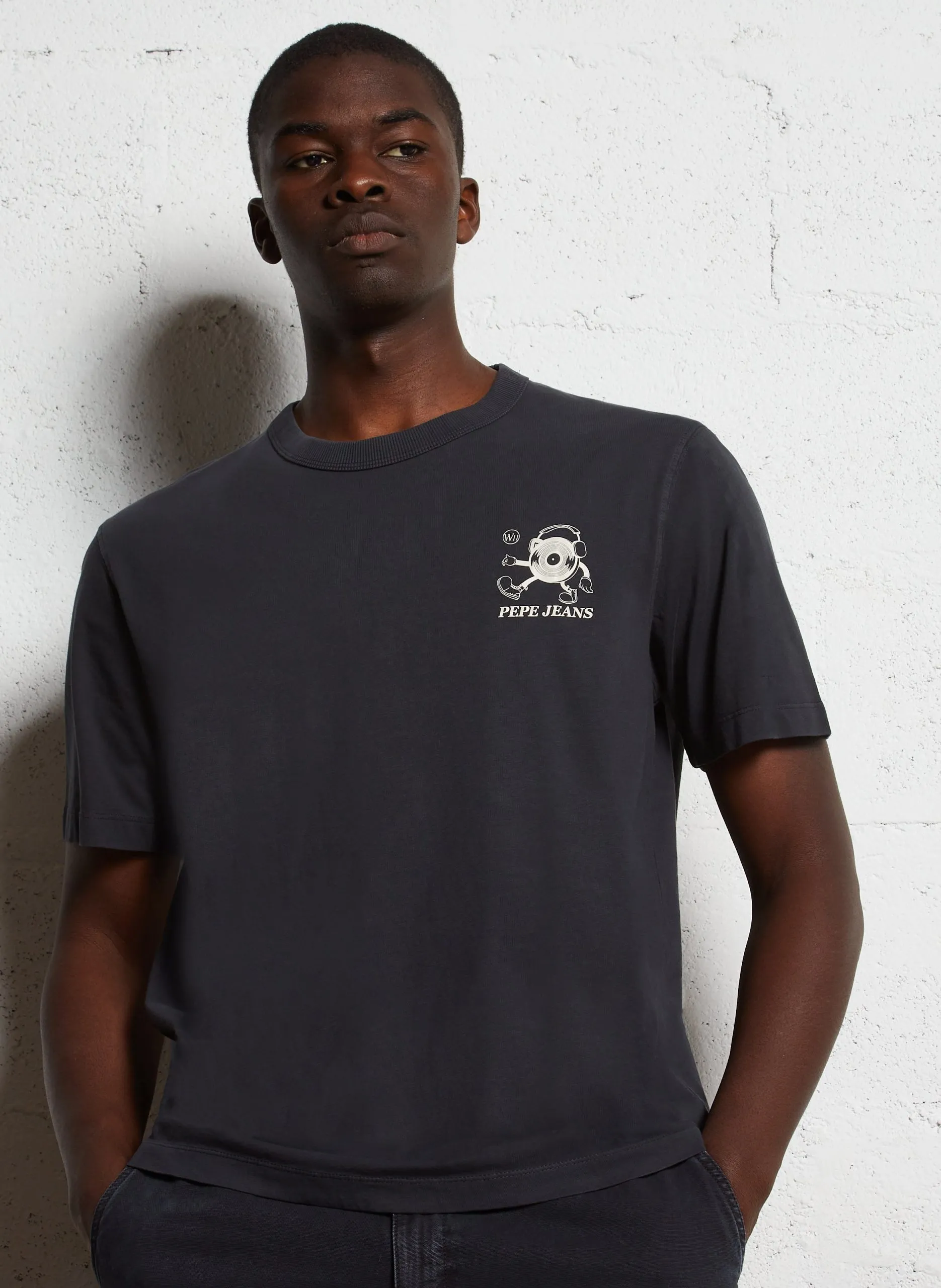 Tee-shirt oversize en coton sérigraphié Noir