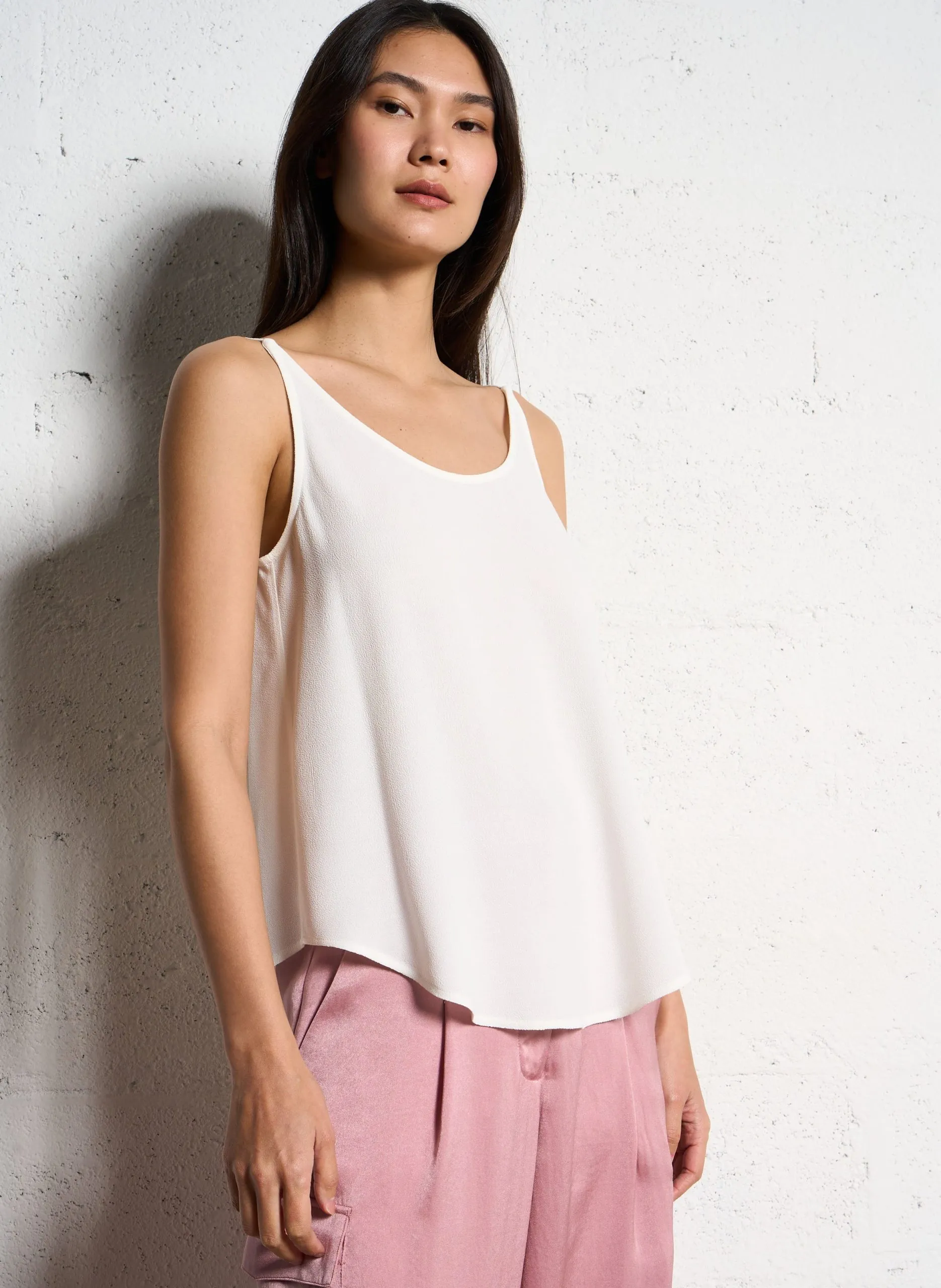 Top à bretelles en crêpe Beige FIGUE