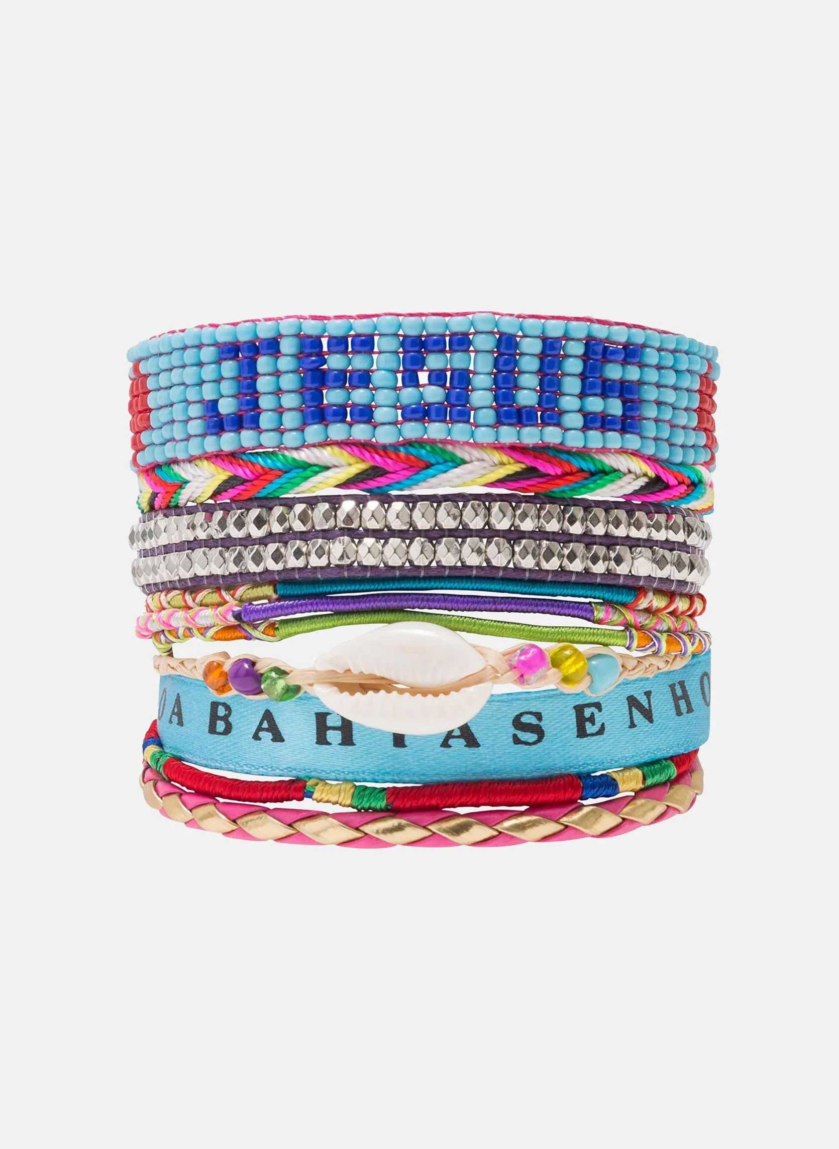 Bracelet multiliens avec fermoir aimanté en perles Doré VERSION_04