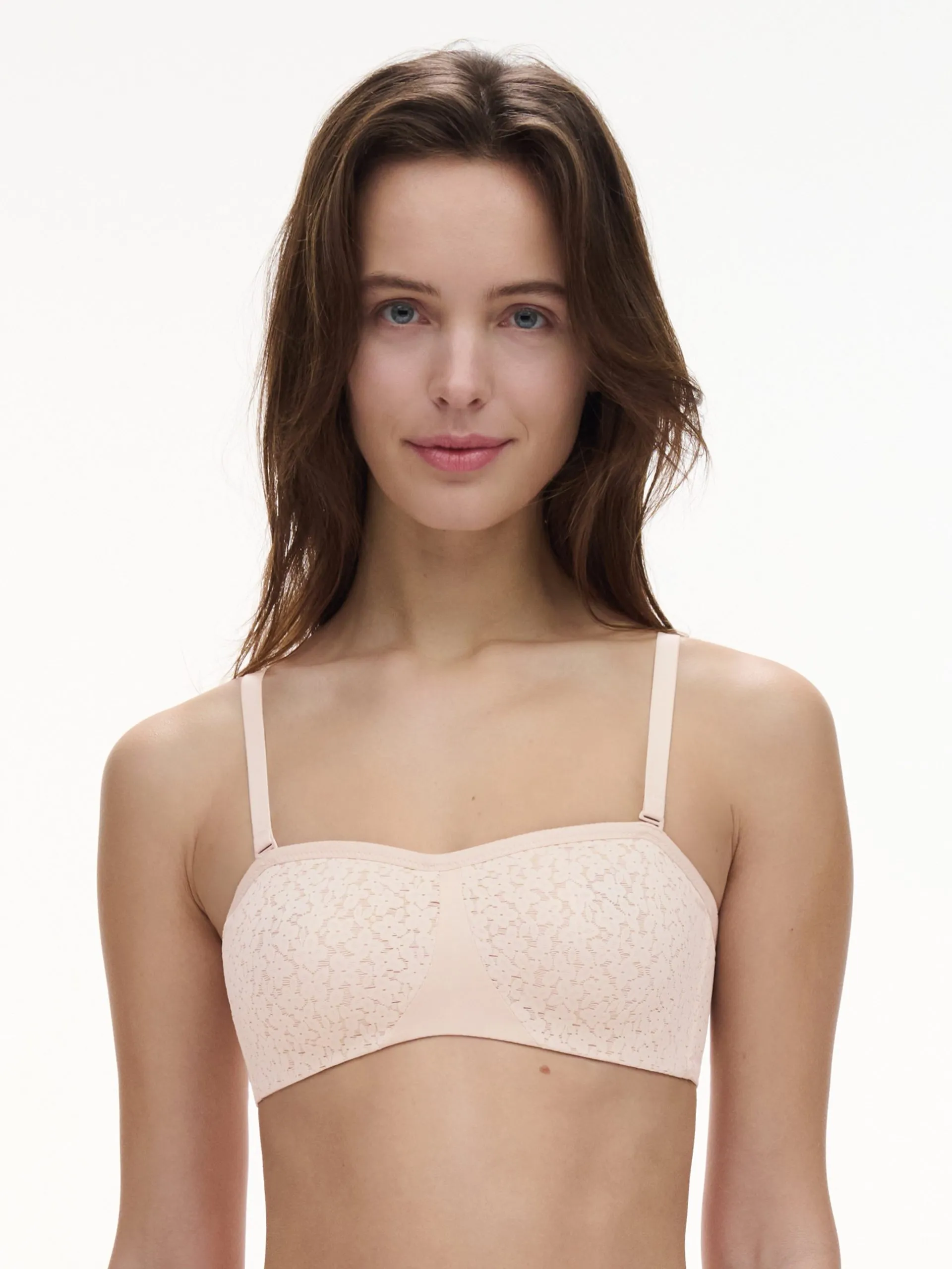 Soutien-gorge bandeau en dentelle Beige NORAH