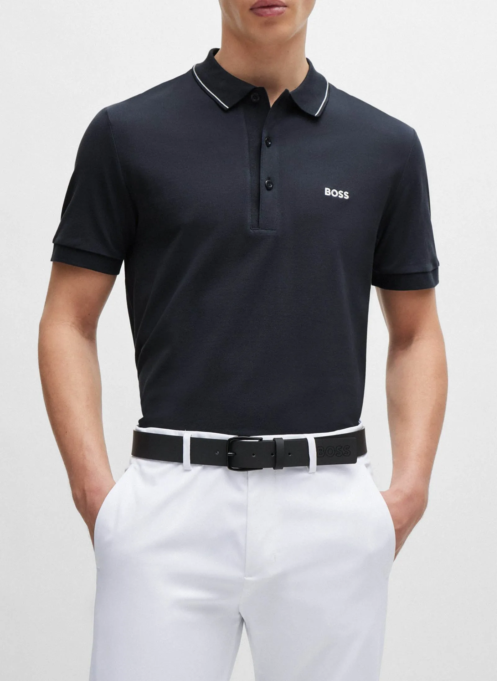 Polo regular-fit brodé en coton Bleu