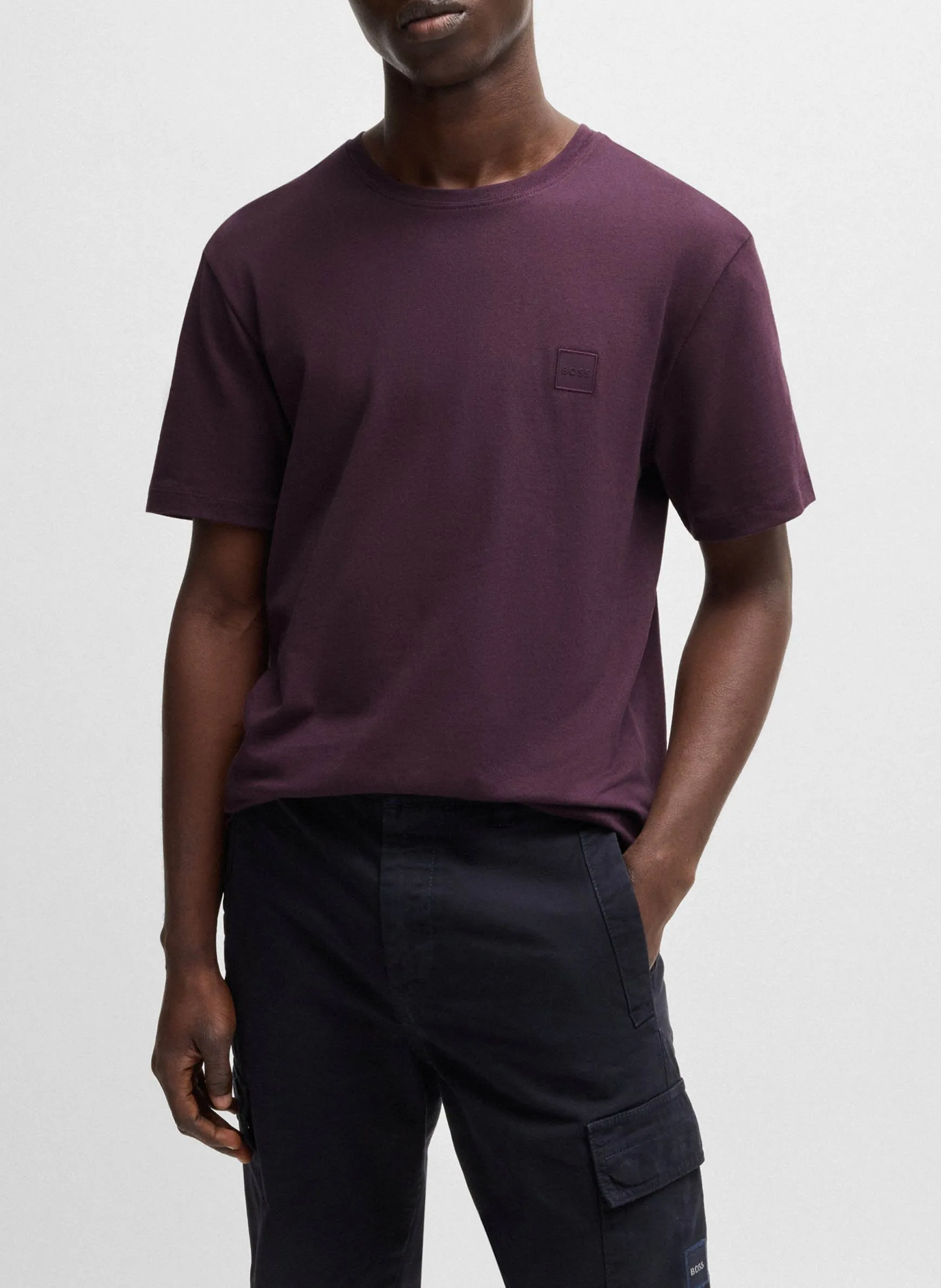 Tee-shirt à manches courtes col rond en coton Violet