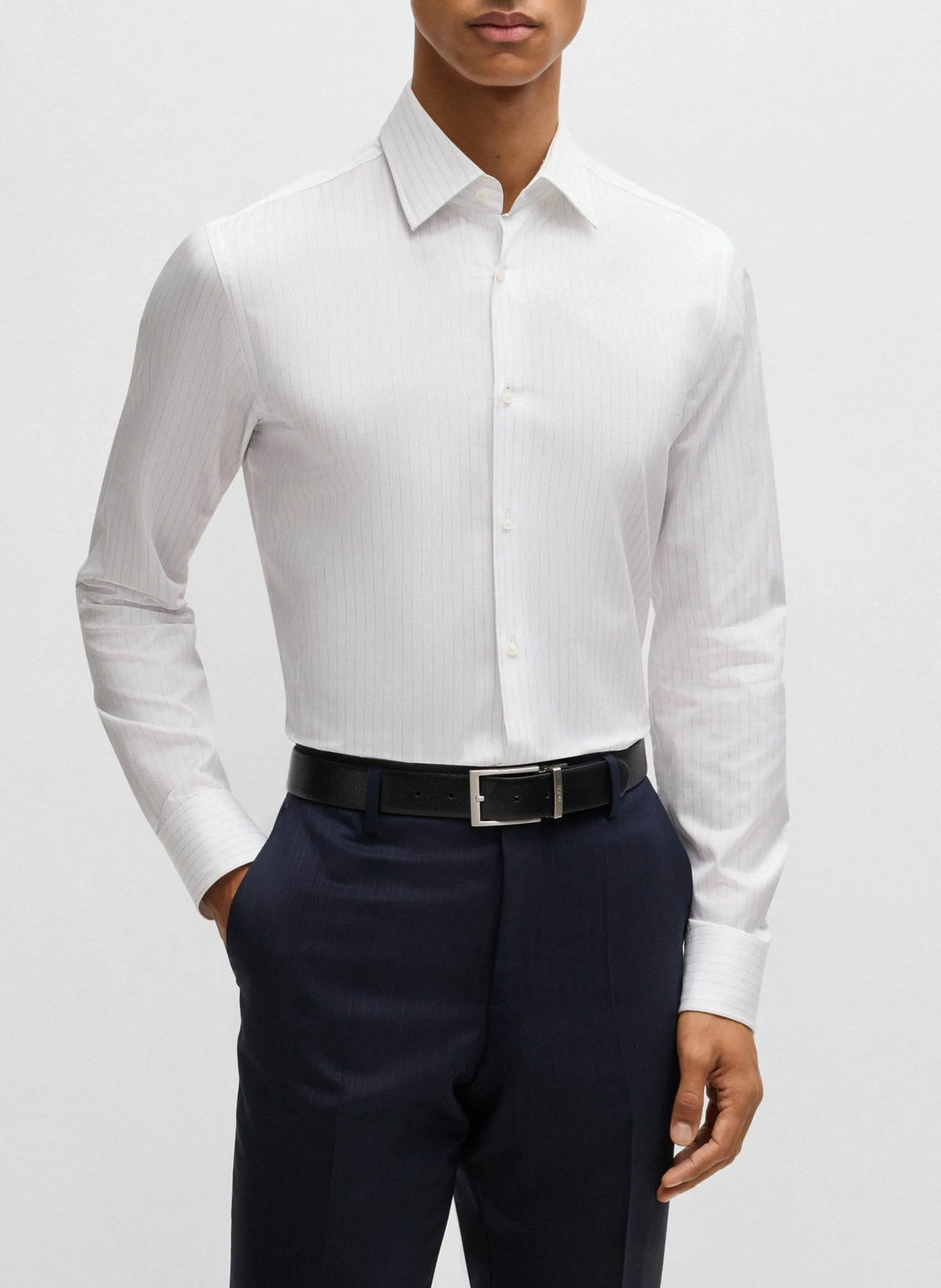 Chemise slim en coton Blanc