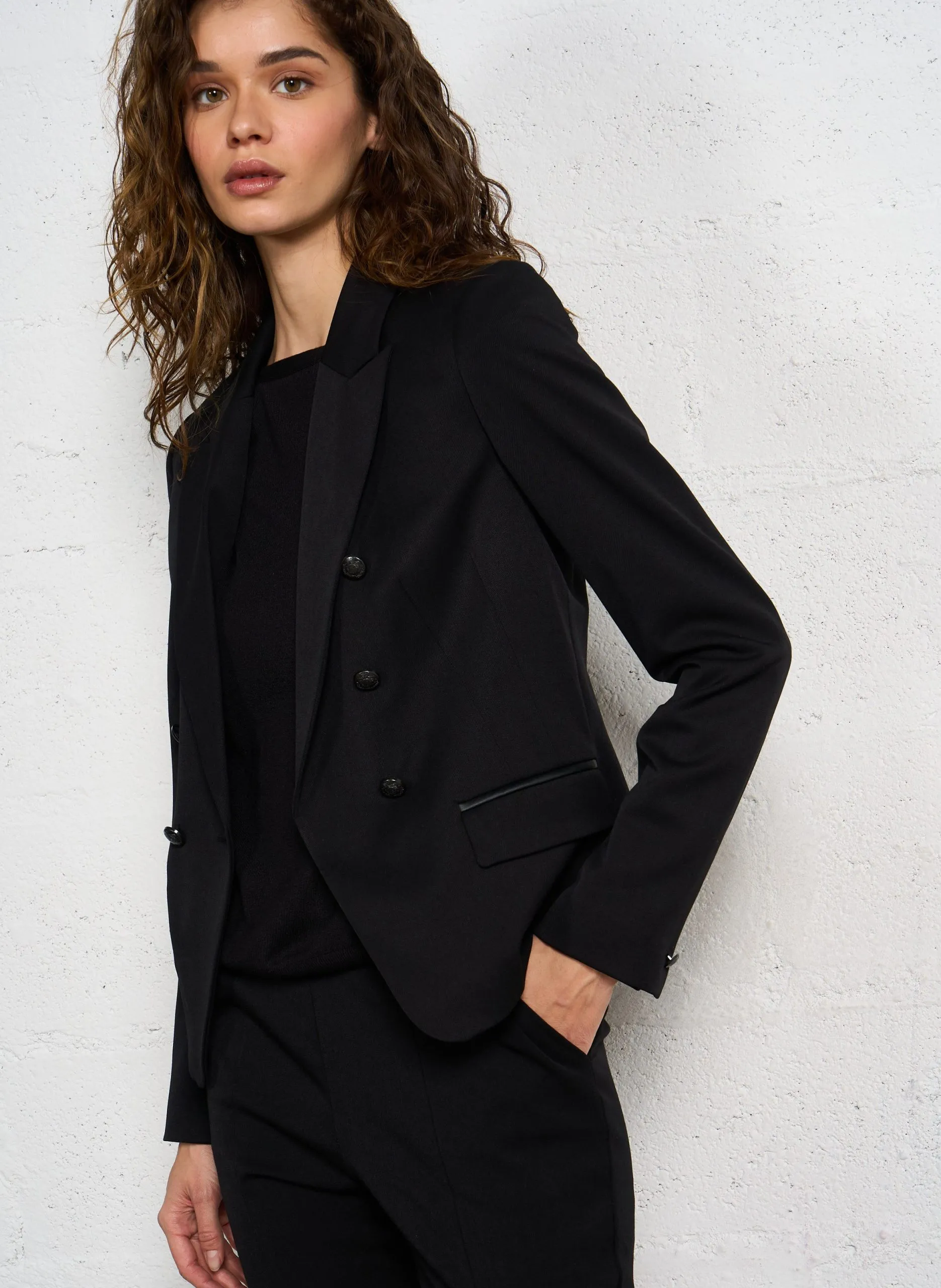 Veste croisée double boutonnage Noir