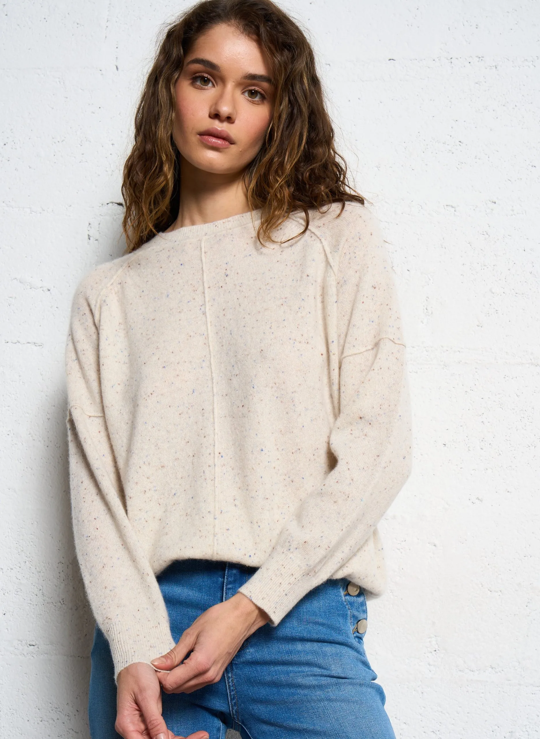 Pull col rond en cachemire Blanc ARY BIS