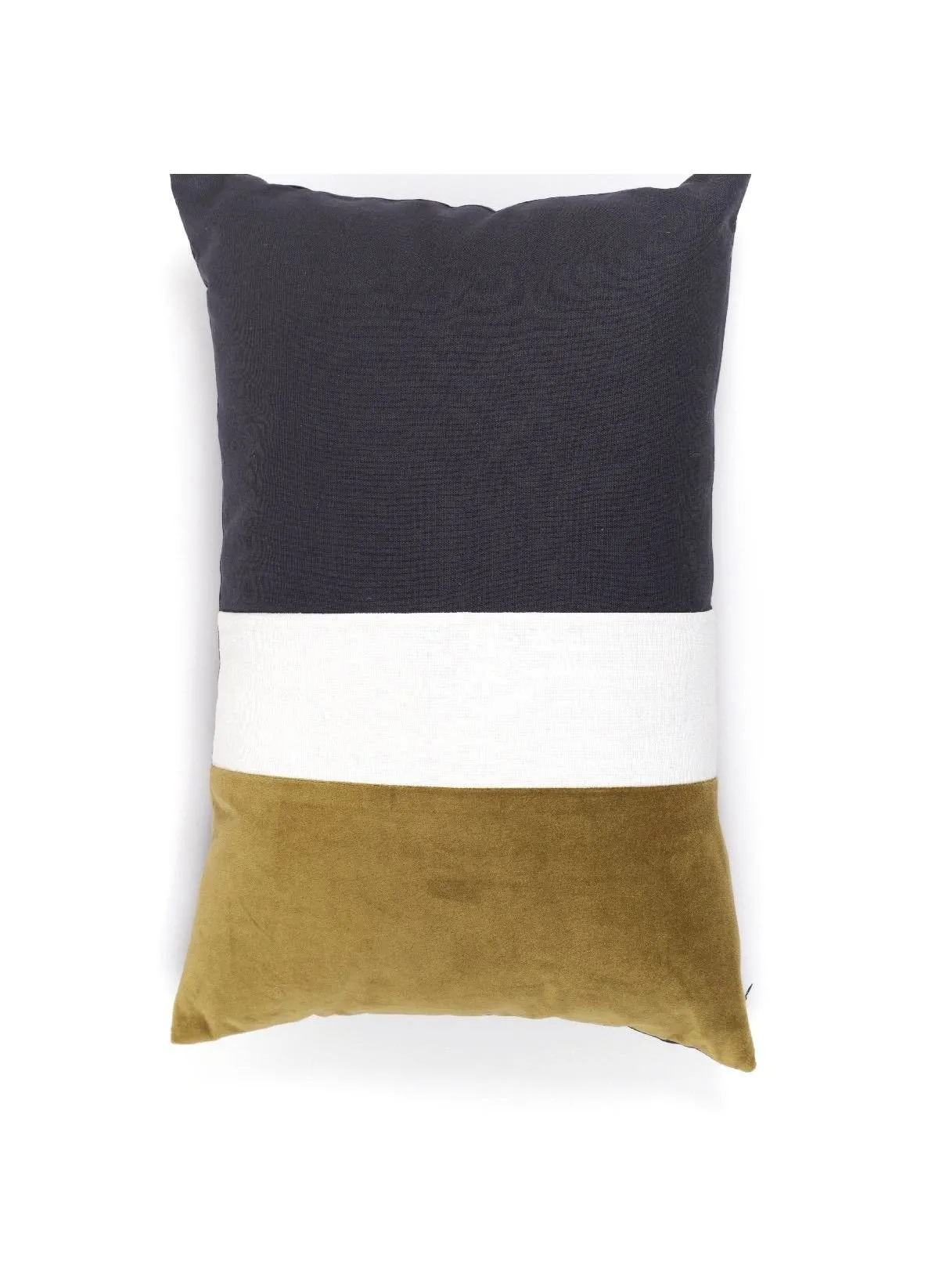 Coussin bi-matière rectangulaire en coton Gris INDIES