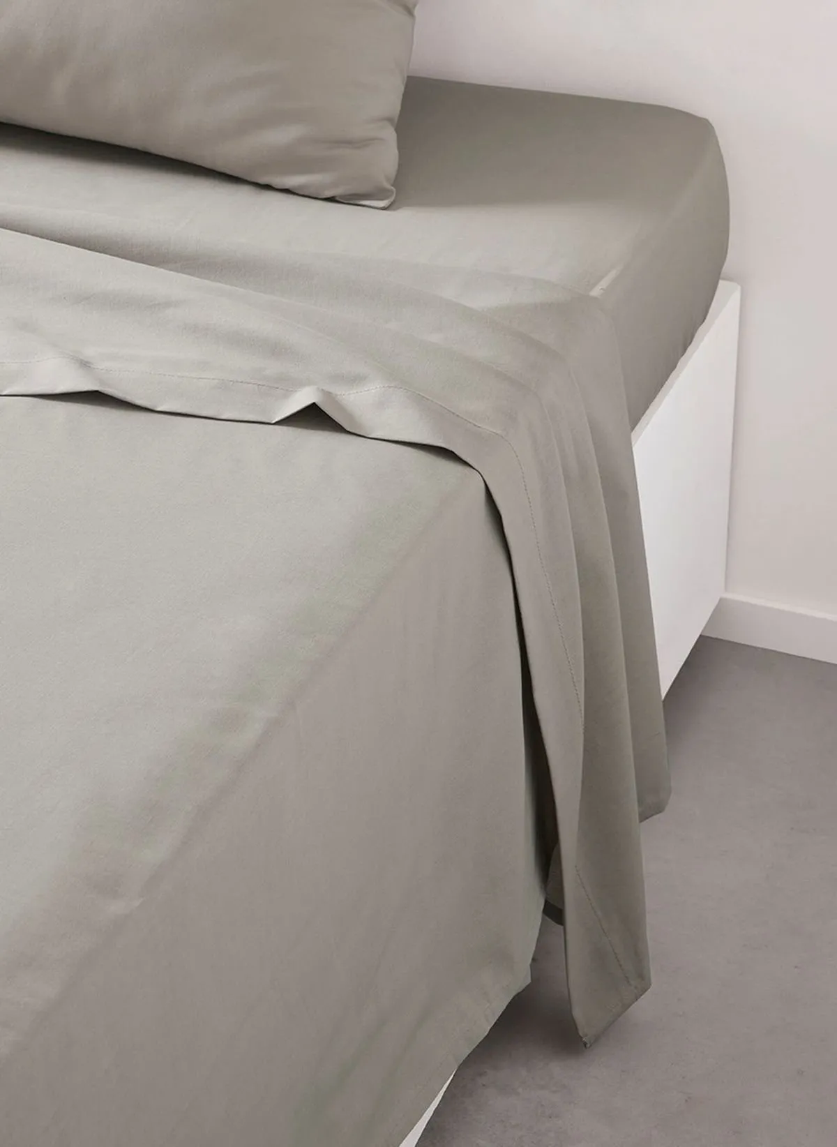 Drap plat pour lit uni en coton Beige ESSENTIAL